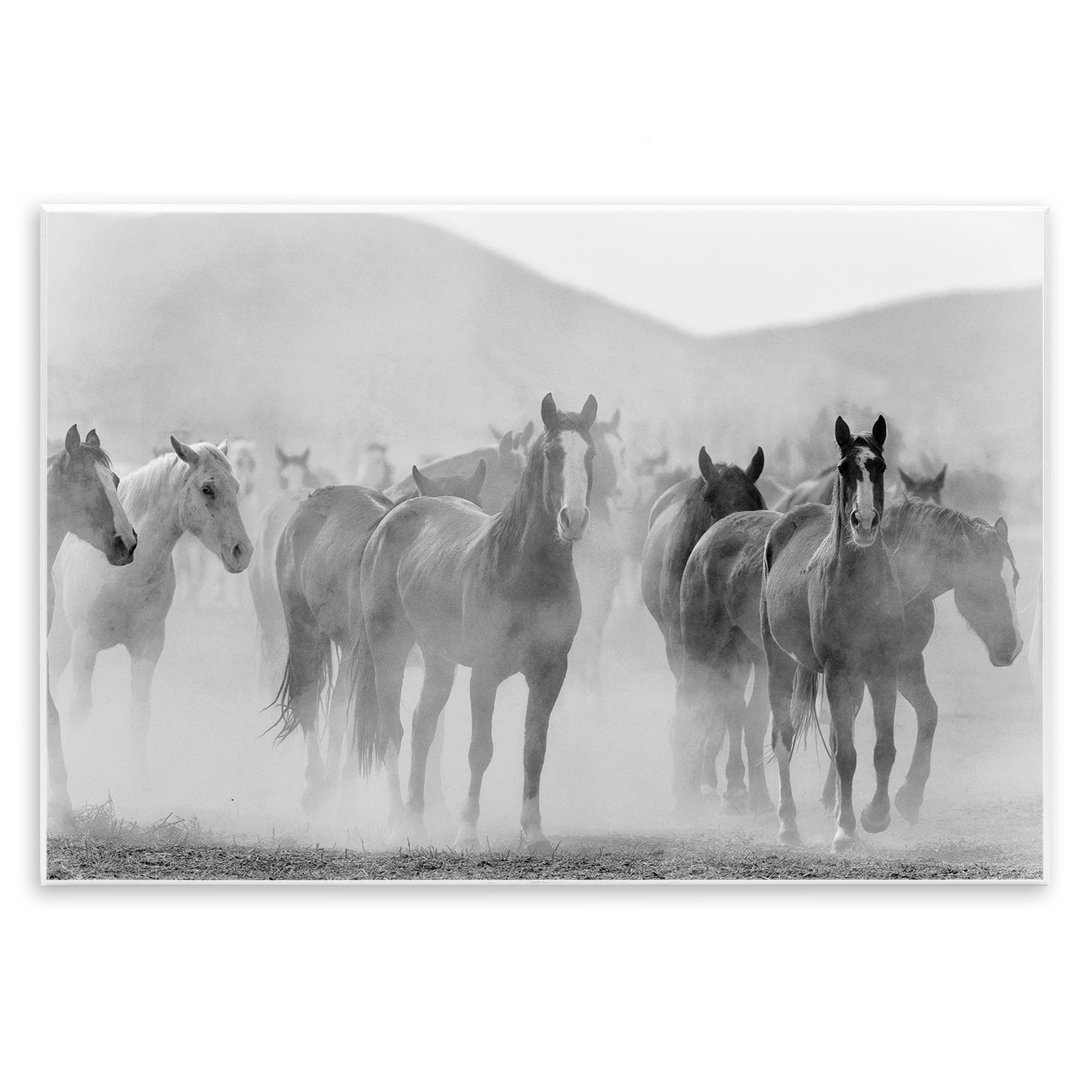 Stupell Industries Running Horse Herd Animals Painting Unframed Art Print Wall Art, 19 x 13