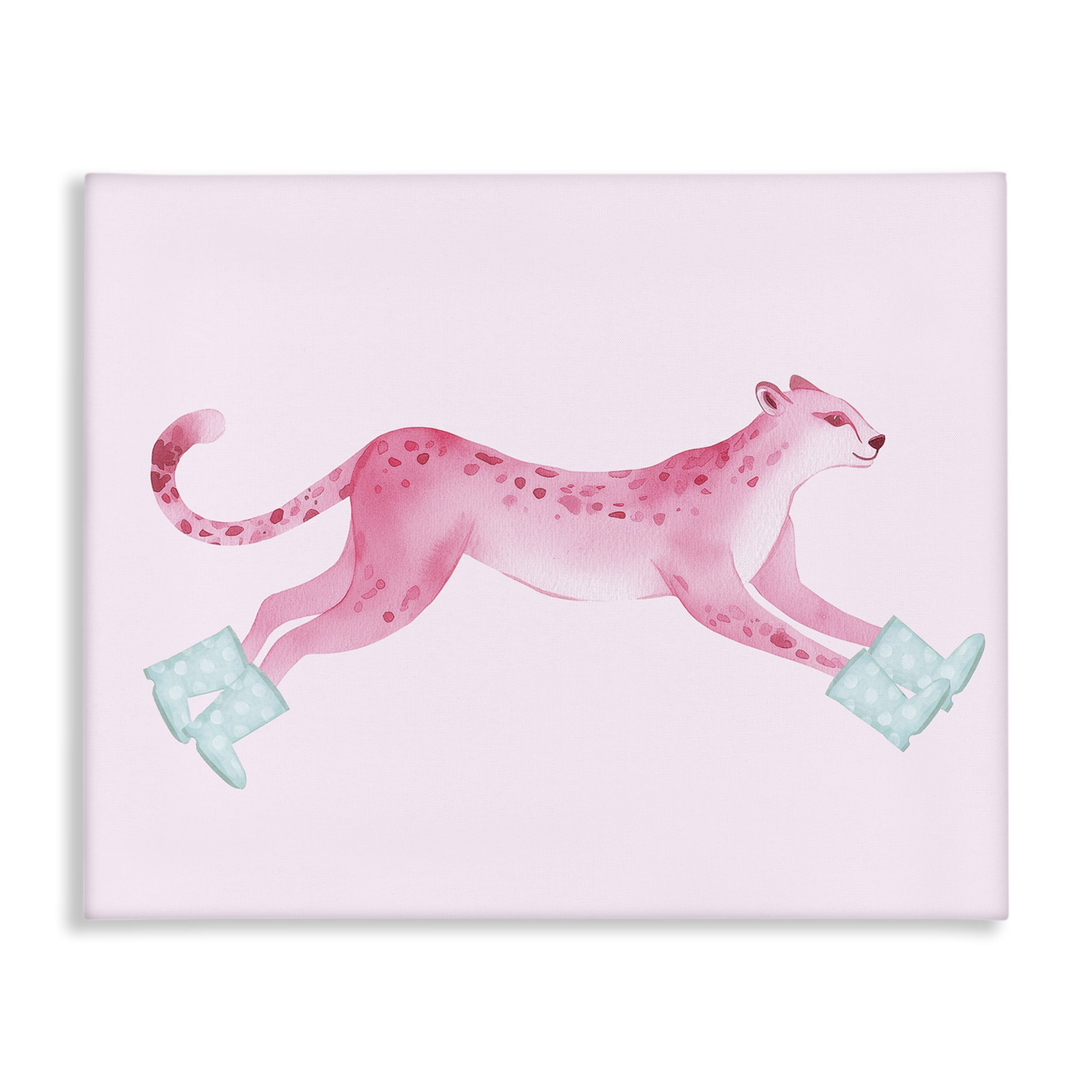 Stupell Industries Running Leopard in Boots Animals Painting Wrapped Canvas Art Print Wall Art, 40 x 30