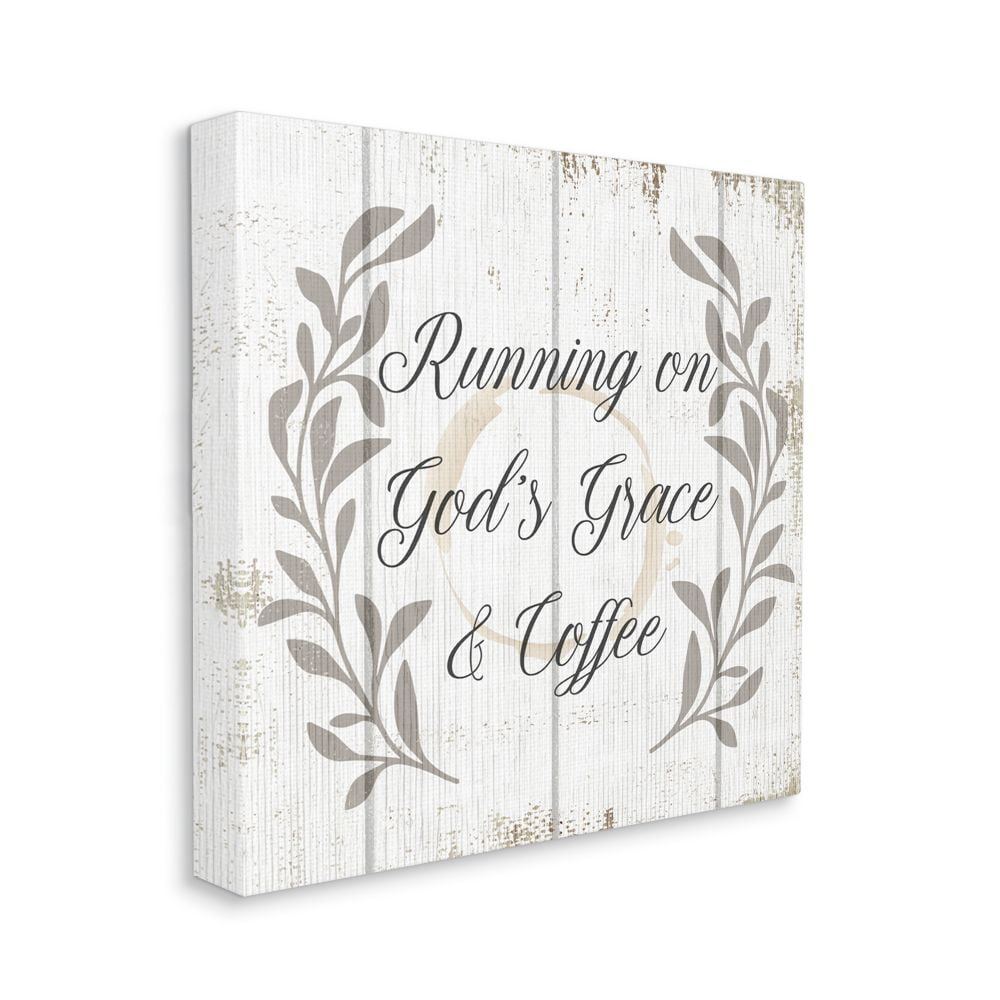 Stupell Industries Running On God's Grace and Coffee Spiritual Quote Canvas Wall Art Design by Daphne Polselli, 24" x 24"