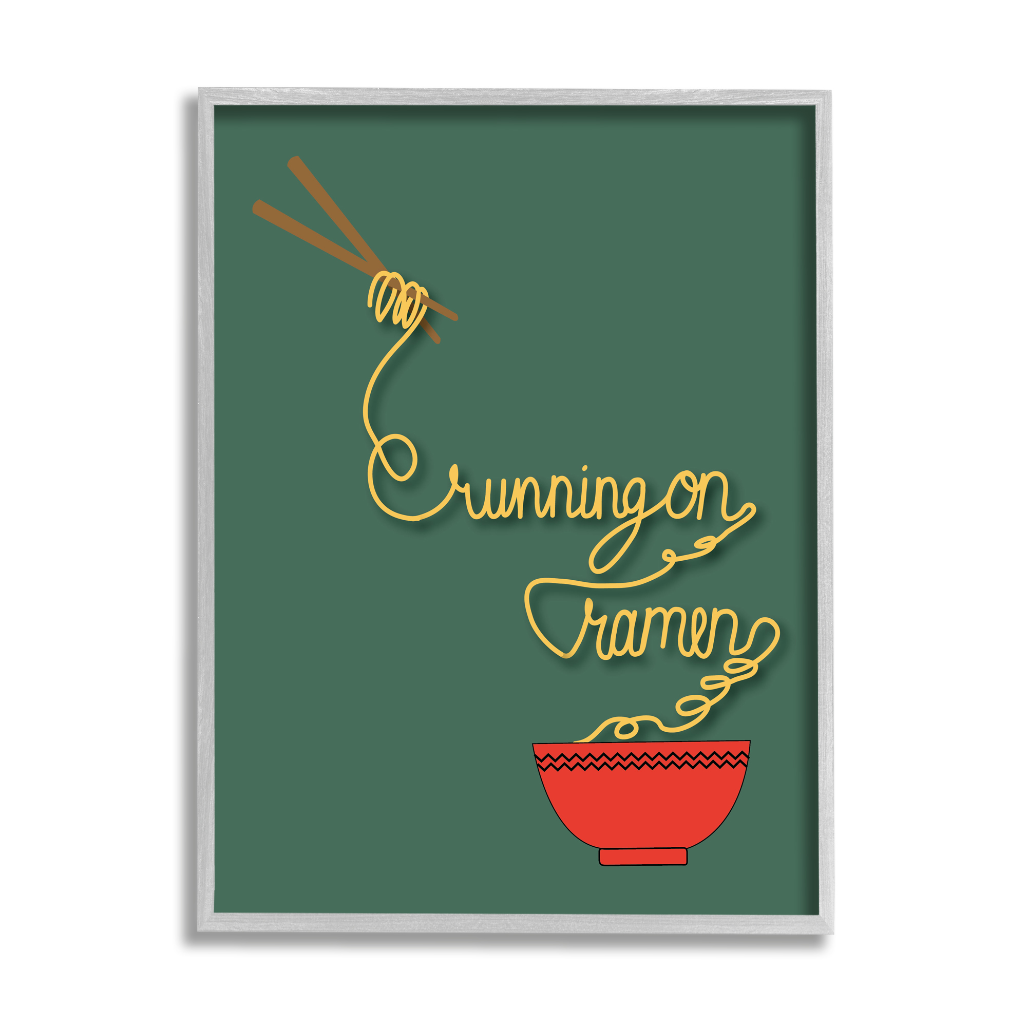 Stupell Industries Running On Ramen Phrase Noodles Chopsticks Bowl, 24 x 30, Designed by Make Much Studios