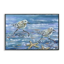 Stupell Industries Running Sea Sandpipers Coastal Painting Black Framed Art Print Wall Art, 18 x 12