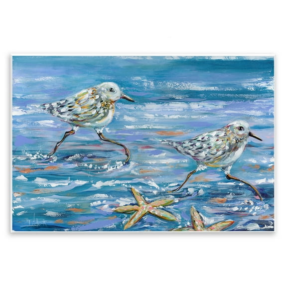Stupell Industries Running Sea Sandpipers Coastal Painting Unframed Art Print Wall Art, 15 x 10