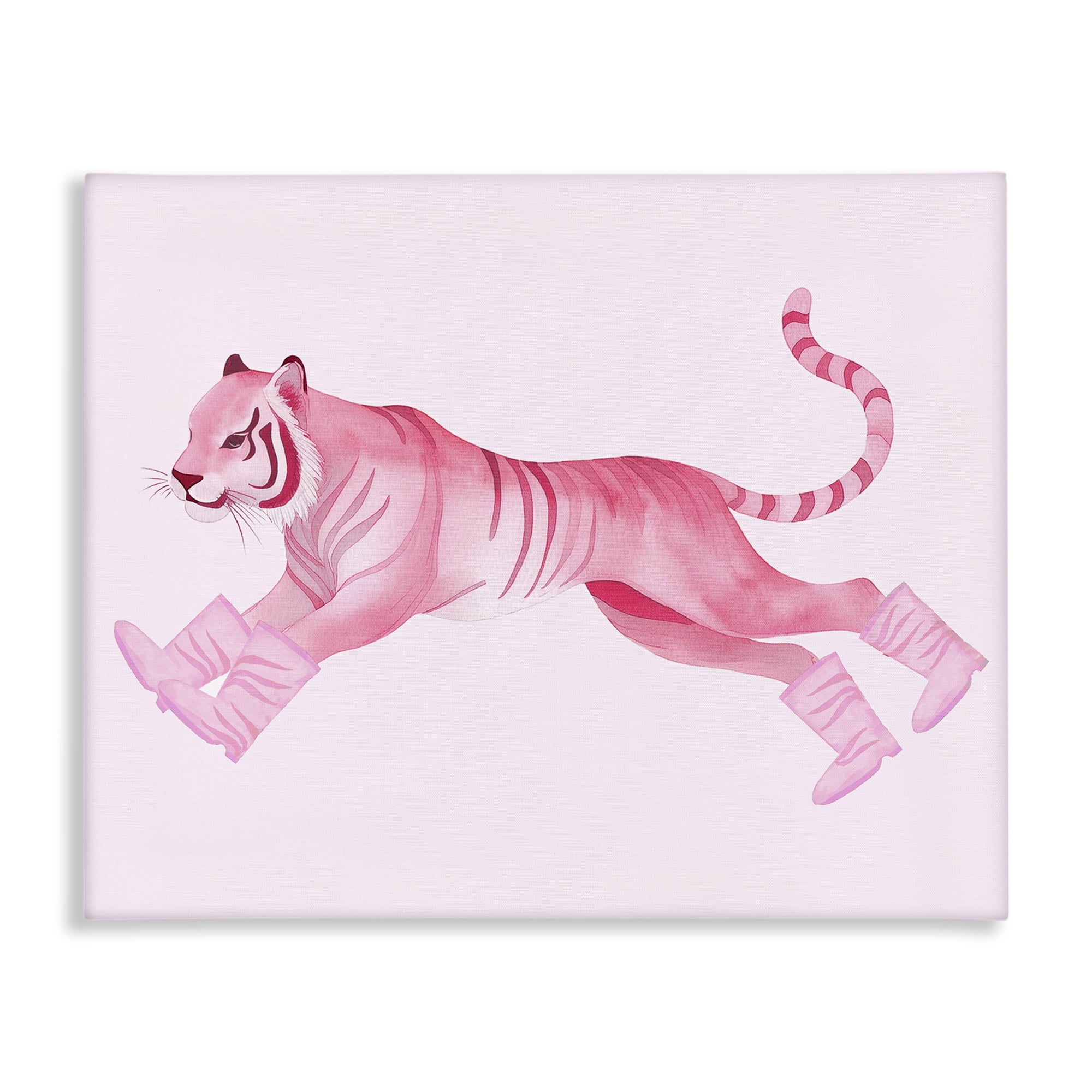 Stupell Industries Running Tiger in Boots Animals Painting Wrapped Canvas Art Print Wall Art, 20 x 16