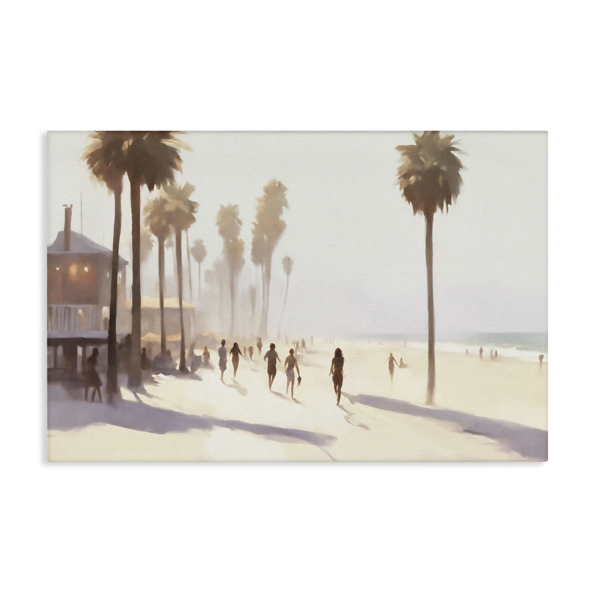 Stupell Industries Running on Tropical Beach Landscape & Nature Painting Wrapped Canvas Art Print Wall Art, 30 x 20