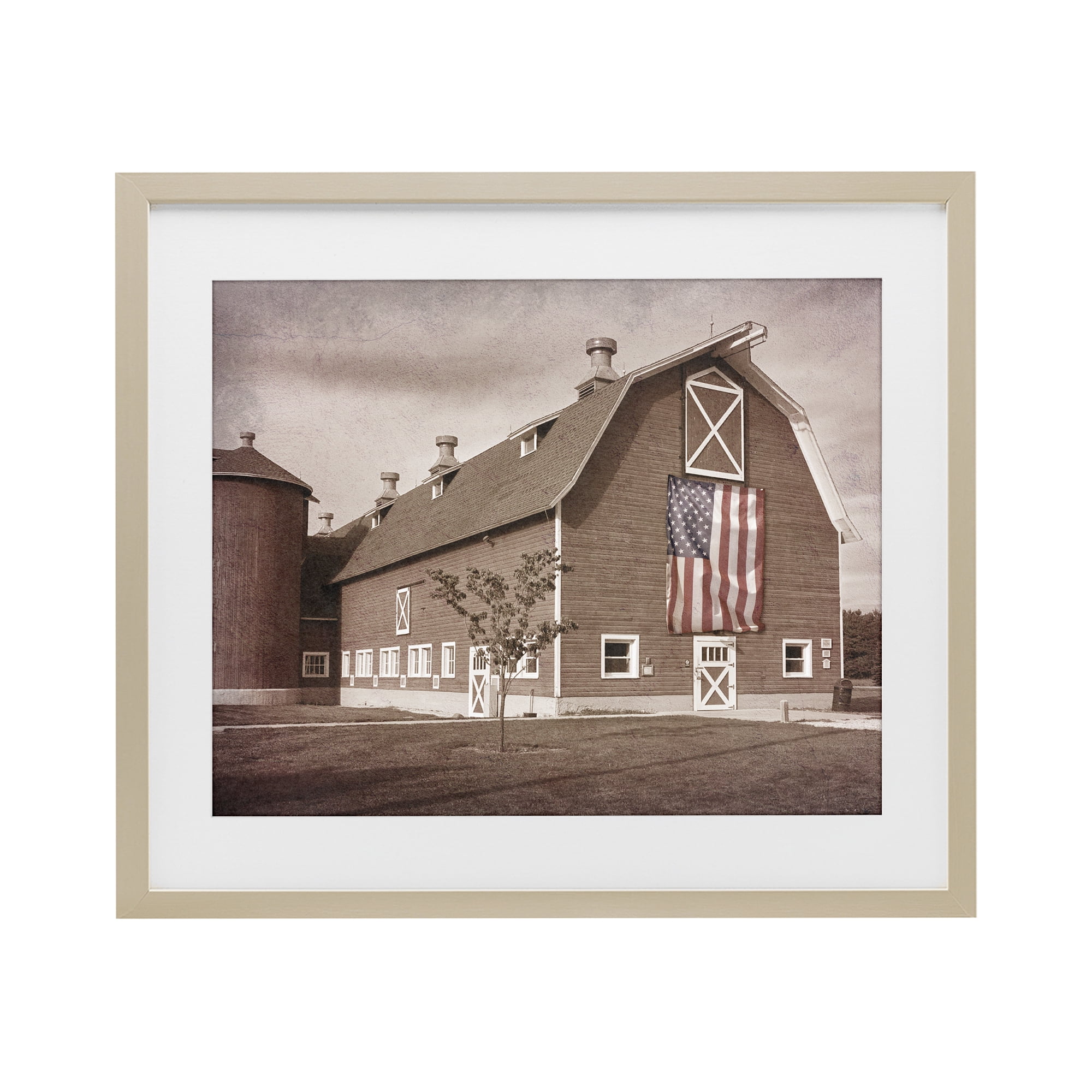 Stupell Industries Rural America Barn Birch Framed Print Under Glass, design by Marcus Prime