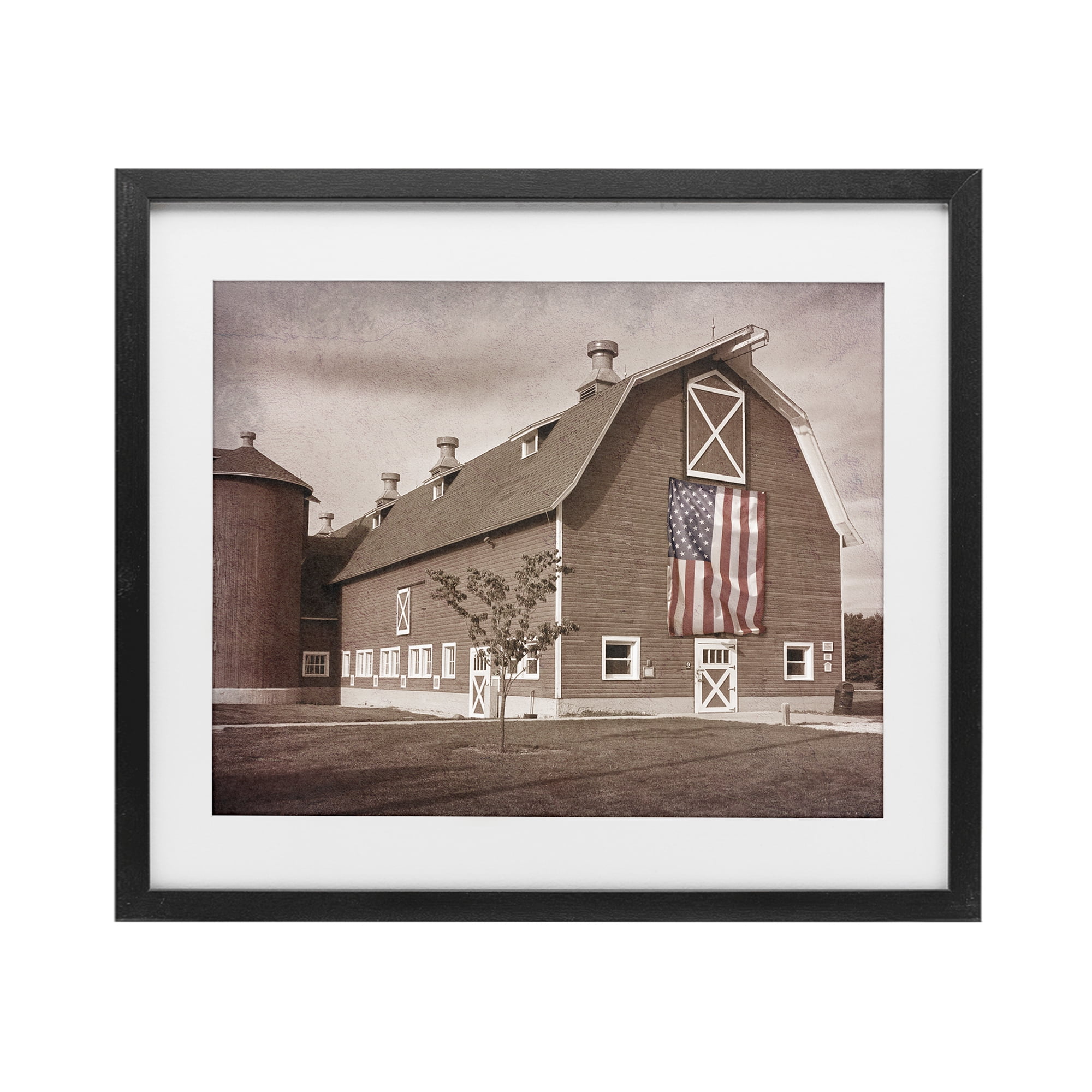 Stupell Industries Rural America Barn Black Framed Print Under Glass, design by Marcus Prime