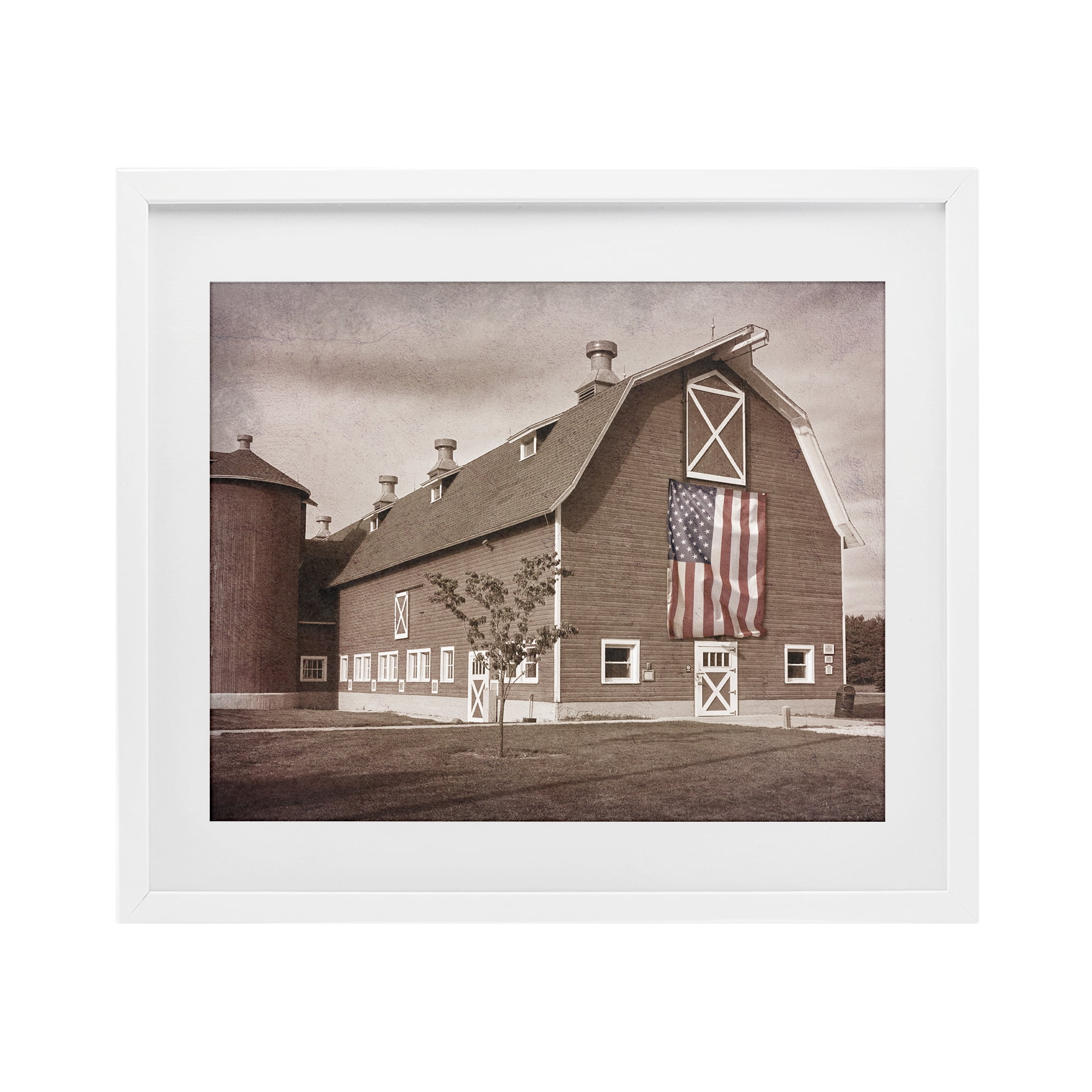 Stupell Industries Rural America Barn White Framed Print Under Glass, design by Marcus Prime