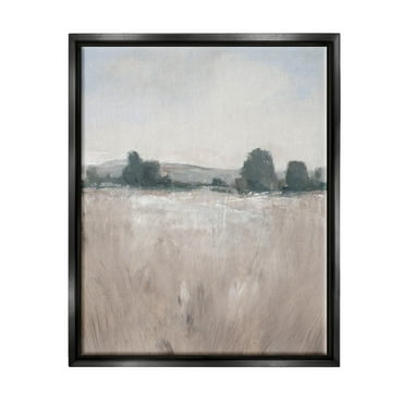 Stupell Industries Rural Autumn Grassland Field Nature Painting Jet Black Floating Framed Canvas Print Wall Art, Design by Tim OToole