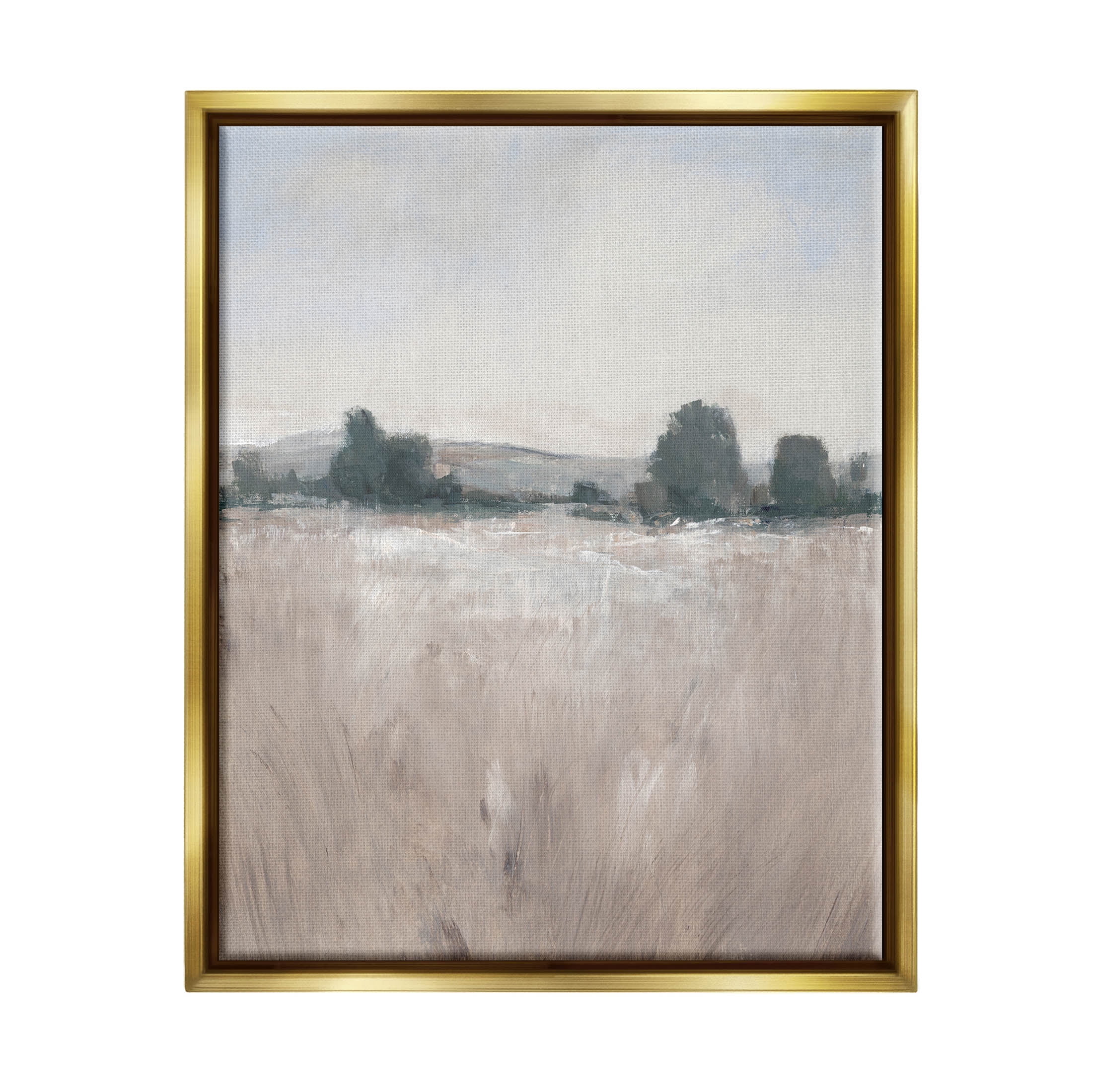 Stupell Industries Rural Autumn Grassland Field Nature Painting Metallic Gold Floating Framed Canvas Print Wall Art, Design by Tim OToole