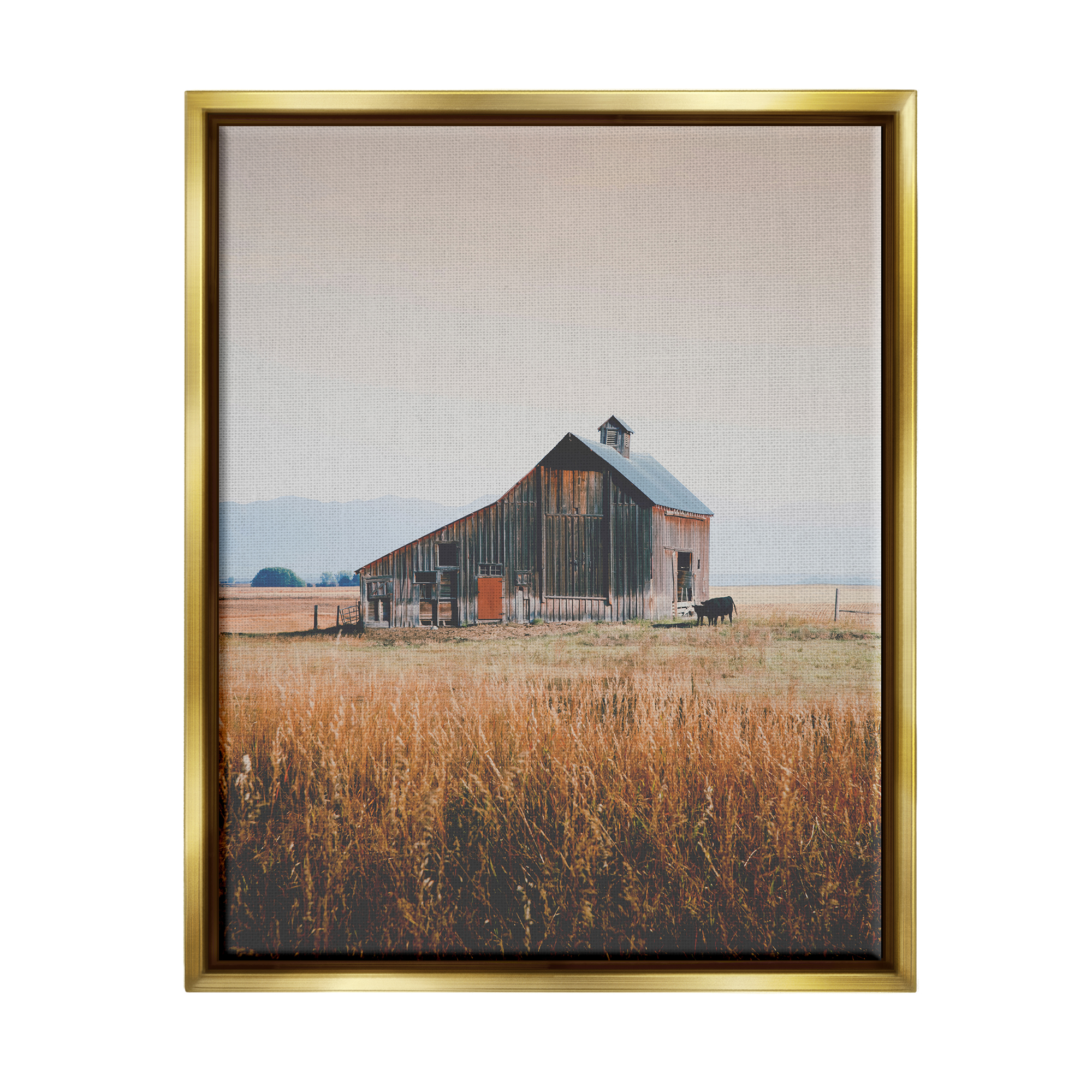 Stupell Industries Rural Barn Landscape Nature Photography Gold Floater Framed Art Print Wall Art, 17 x 21