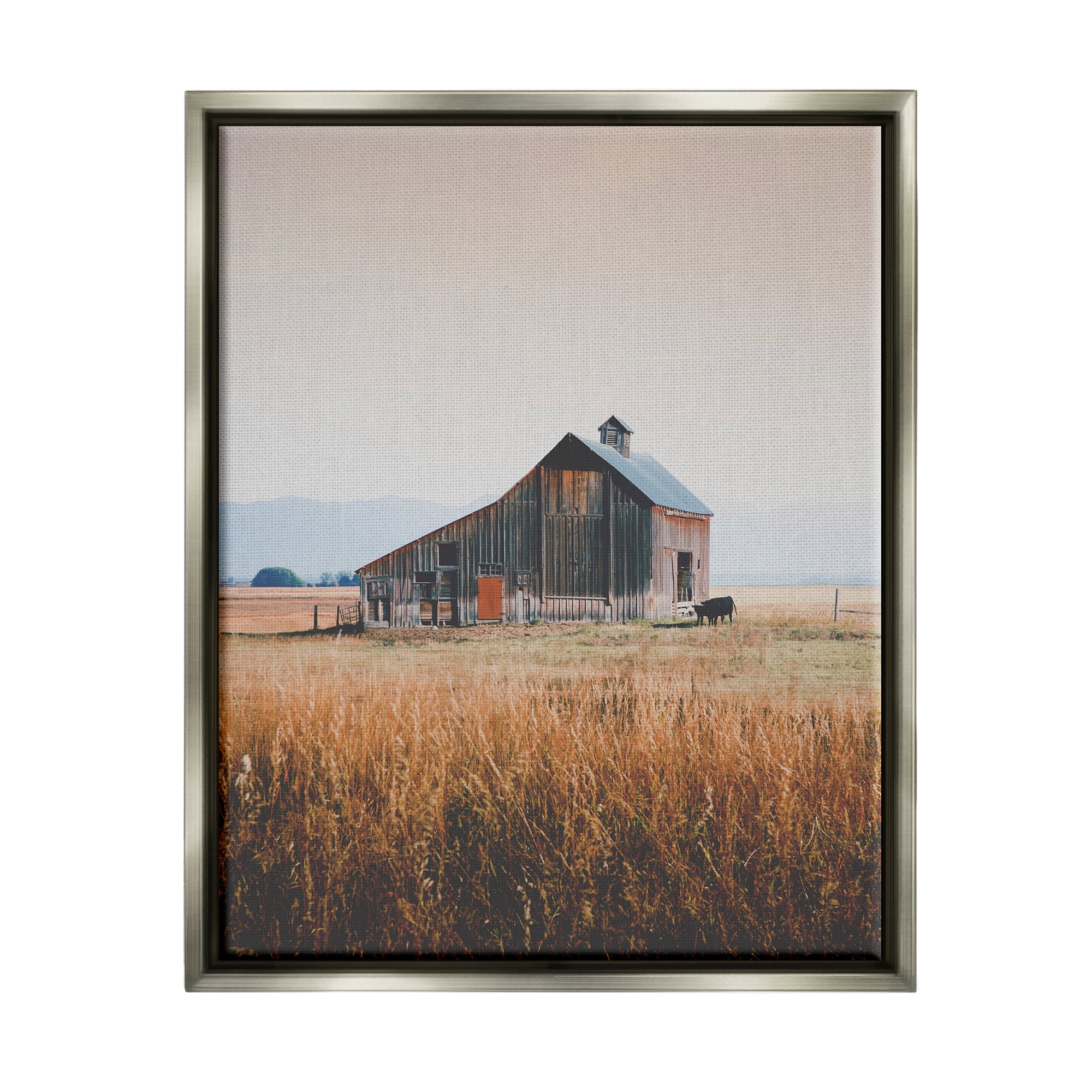 Stupell Industries Rural Barn Landscape Nature Photography Gray Floater Framed Art Print Wall Art, 25 x 31