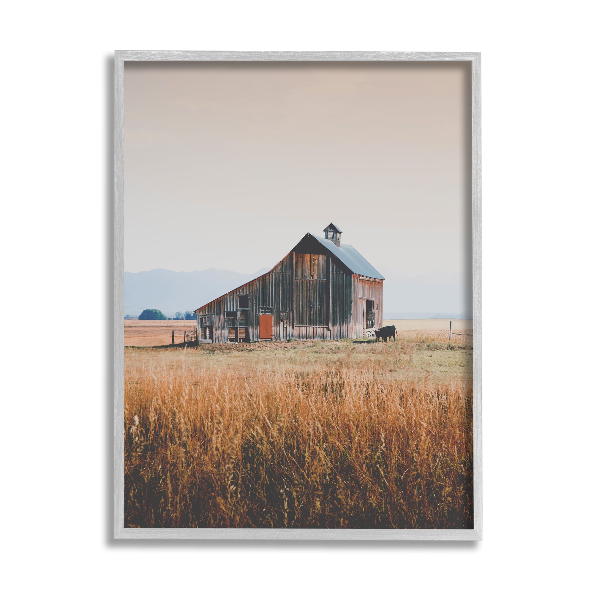 Stupell Industries Rural Barn Landscape Nature Photography Gray Framed Art Print Wall Art, 24 x 30