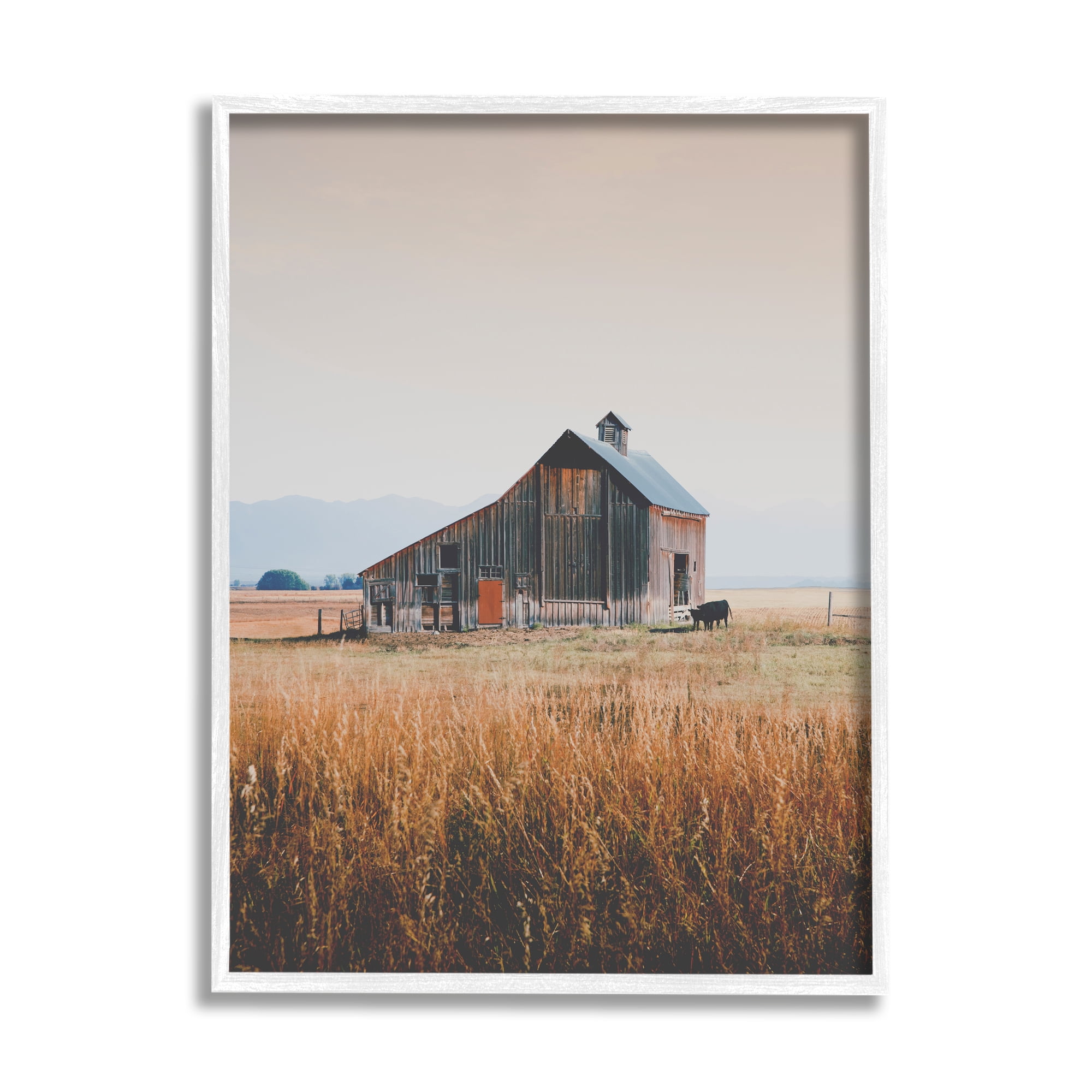 Stupell Industries Rural Barn Landscape Nature Photography White Framed Art Print Wall Art, 24 x 30
