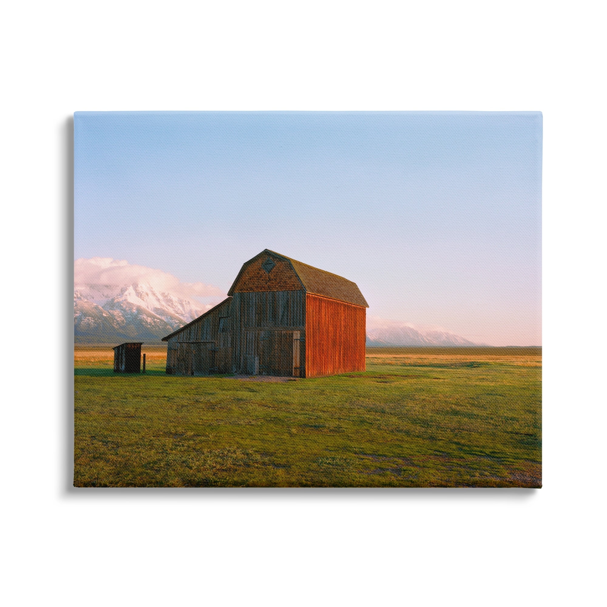 Stupell Industries Rural Barn Mountain Range Clear Country Sky Sunset,20 x 16, Design by Sol Rapson