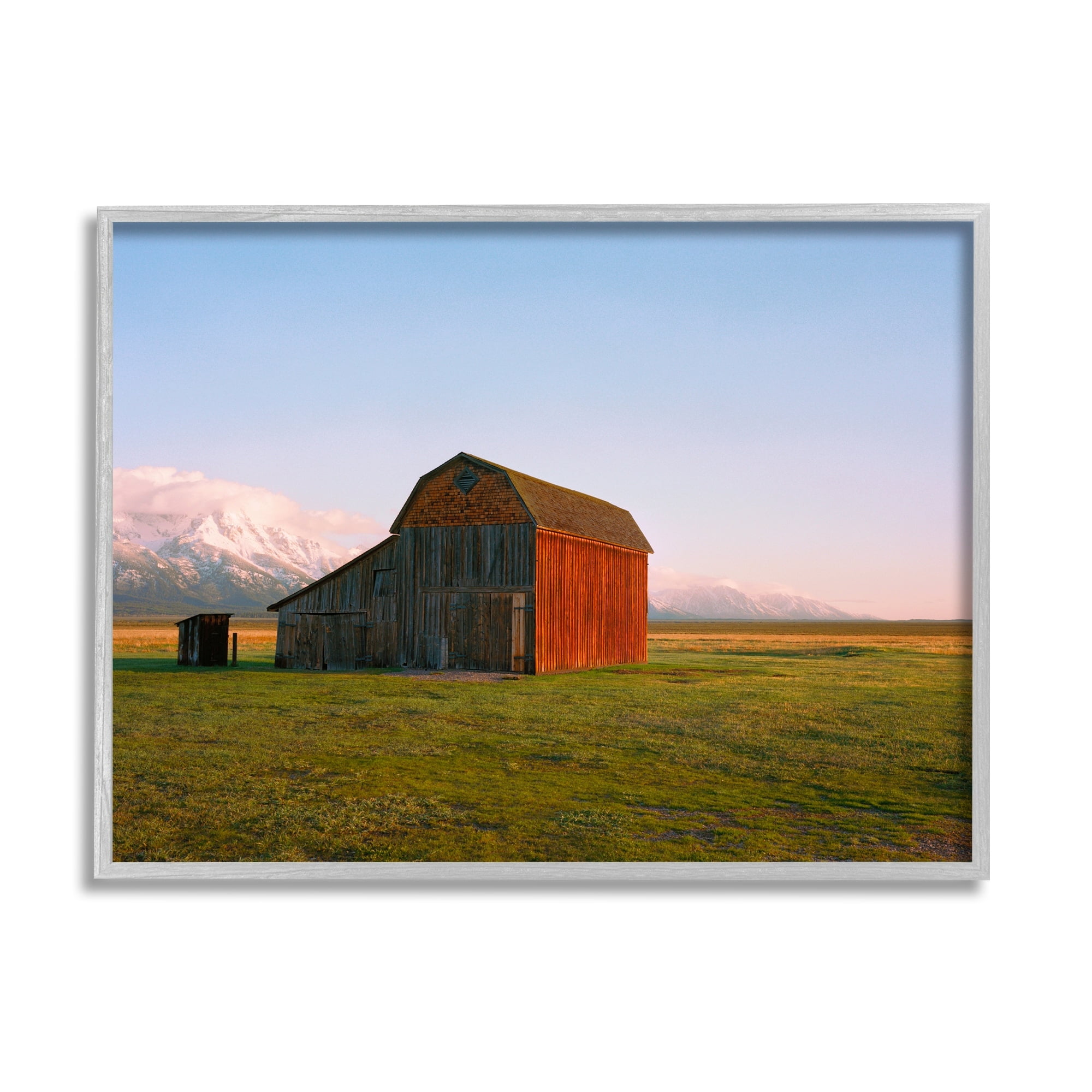 Stupell Industries Rural Barn Mountain Range Clear Country Sky Sunset,30 x 24, Design by Sol Rapson
