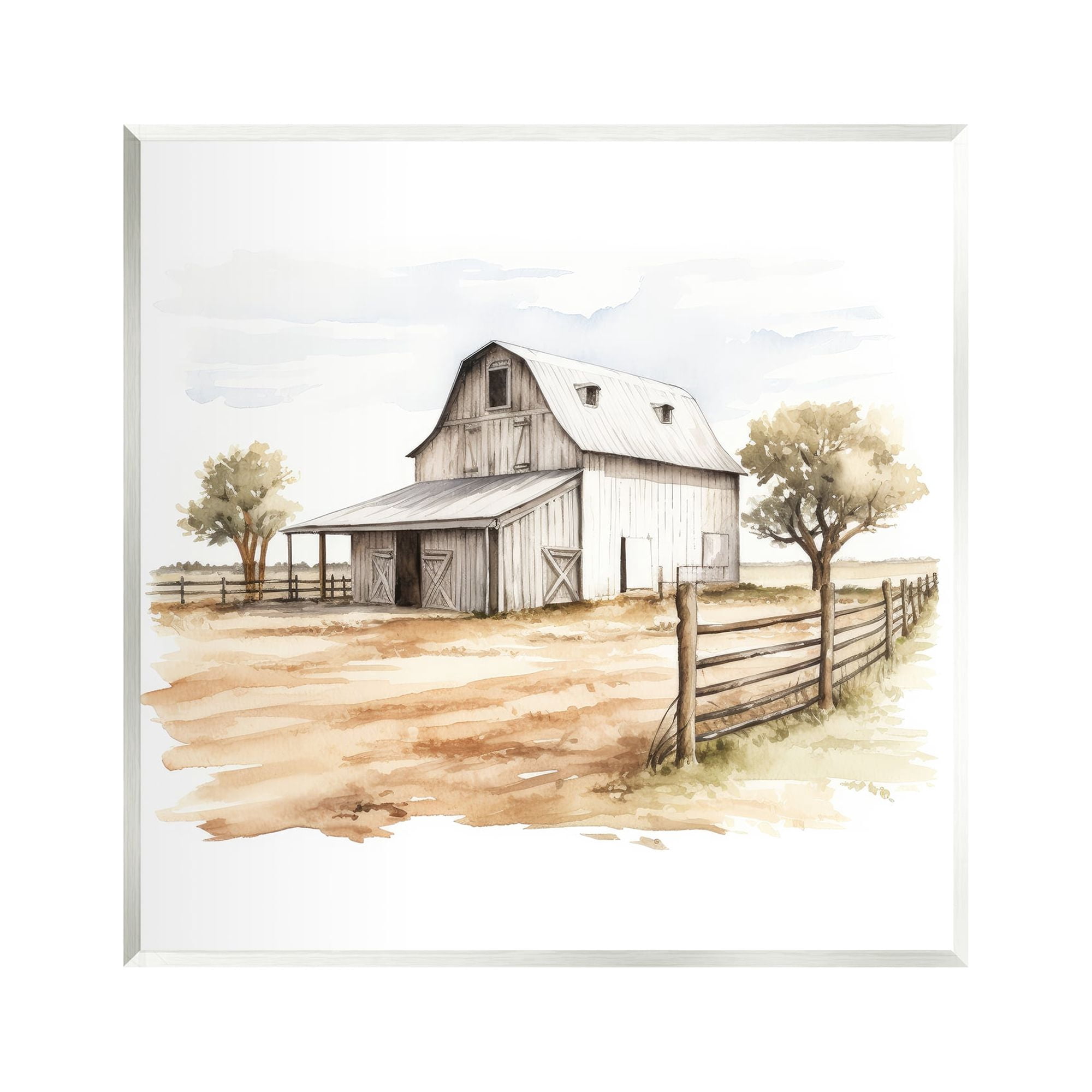 Stupell Industries Rural Barn Painting Landscape Painting Unframed Art ...