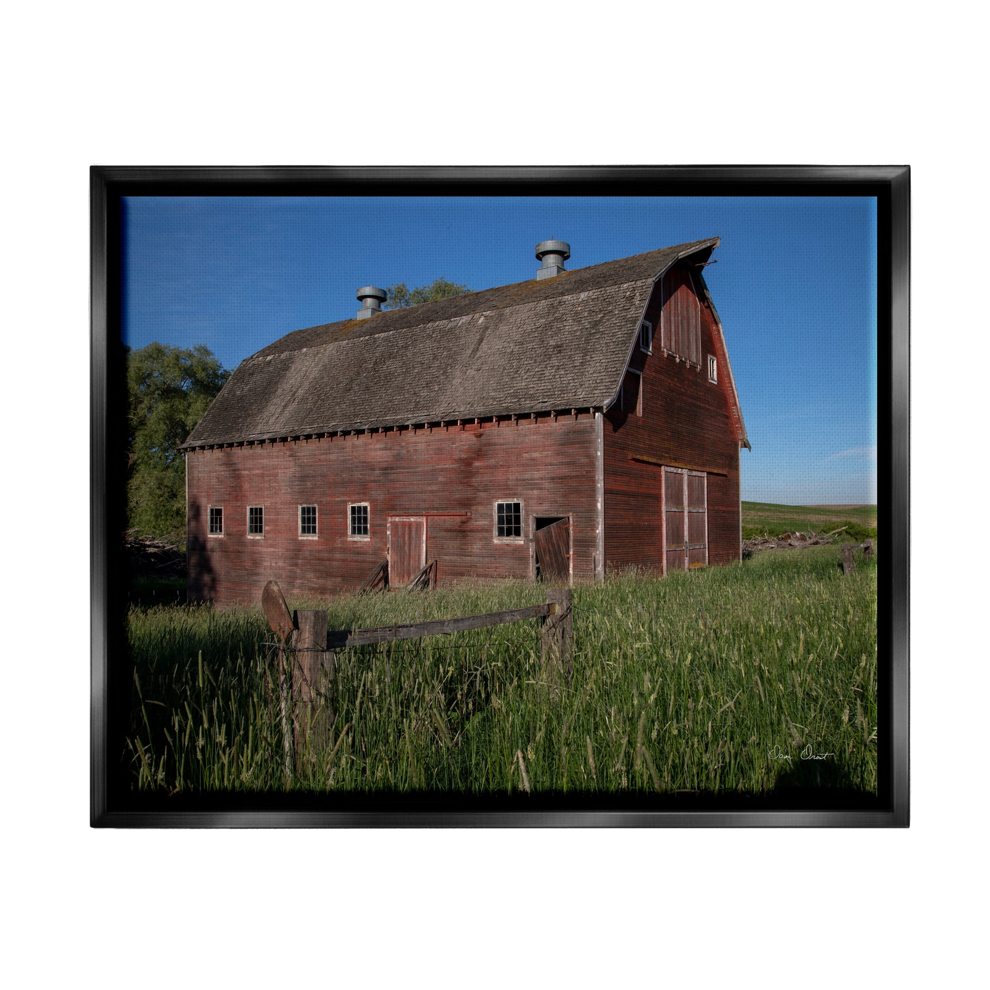Stupell Industries Rural Barn Photography Nature Photography Black Floater Framed Art Print Wall Art, 21 x 17