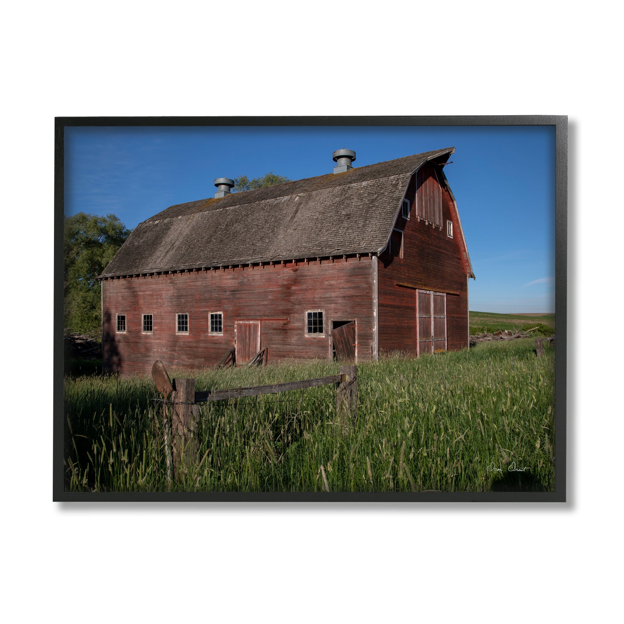 Stupell Industries Rural Barn Photography Nature Photography Black Framed Art Print Wall Art, 14 x 11