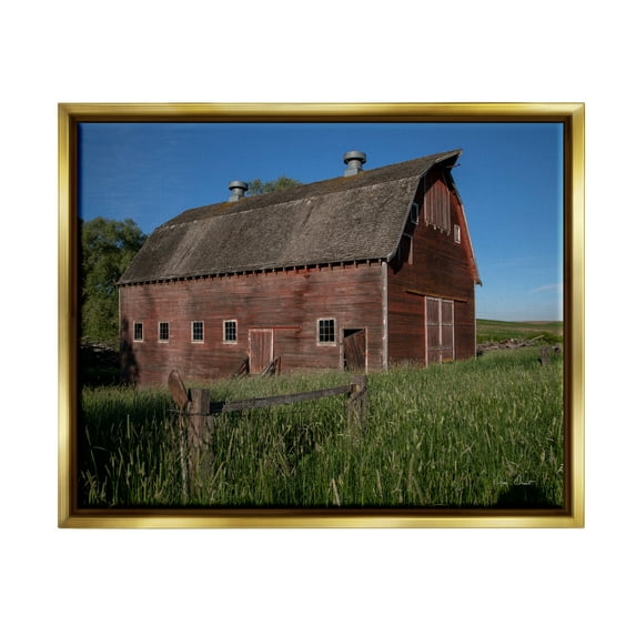 Stupell Industries Rural Barn Photography Nature Photography Gold Floater Framed Art Print Wall Art, 21 x 17