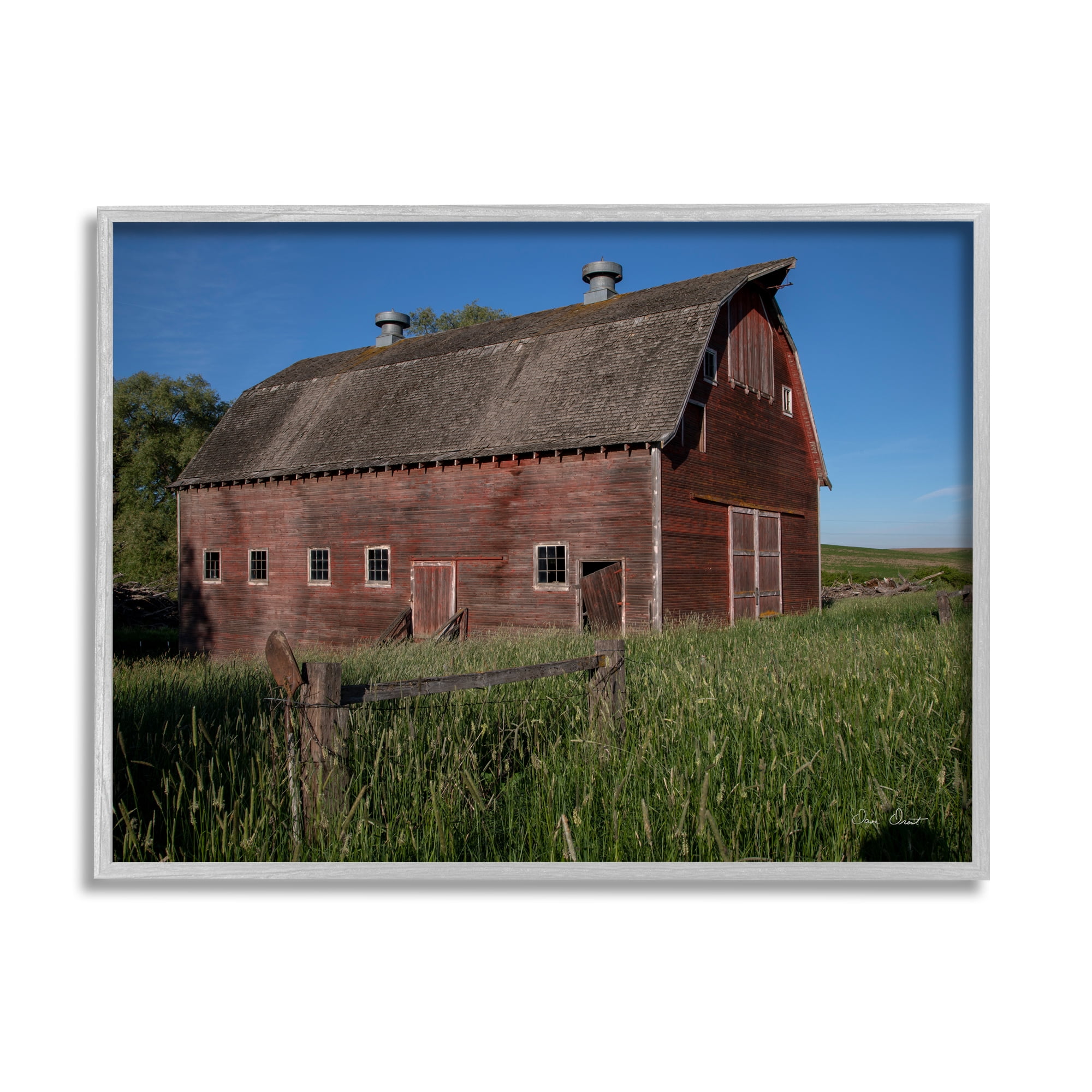 Stupell Industries Rural Barn Photography Nature Photography Gray Framed Art Print Wall Art, 14 x 11