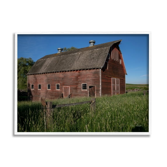 Stupell Industries Rural Barn Photography Nature Photography White Framed Art Print Wall Art, 20 x 16