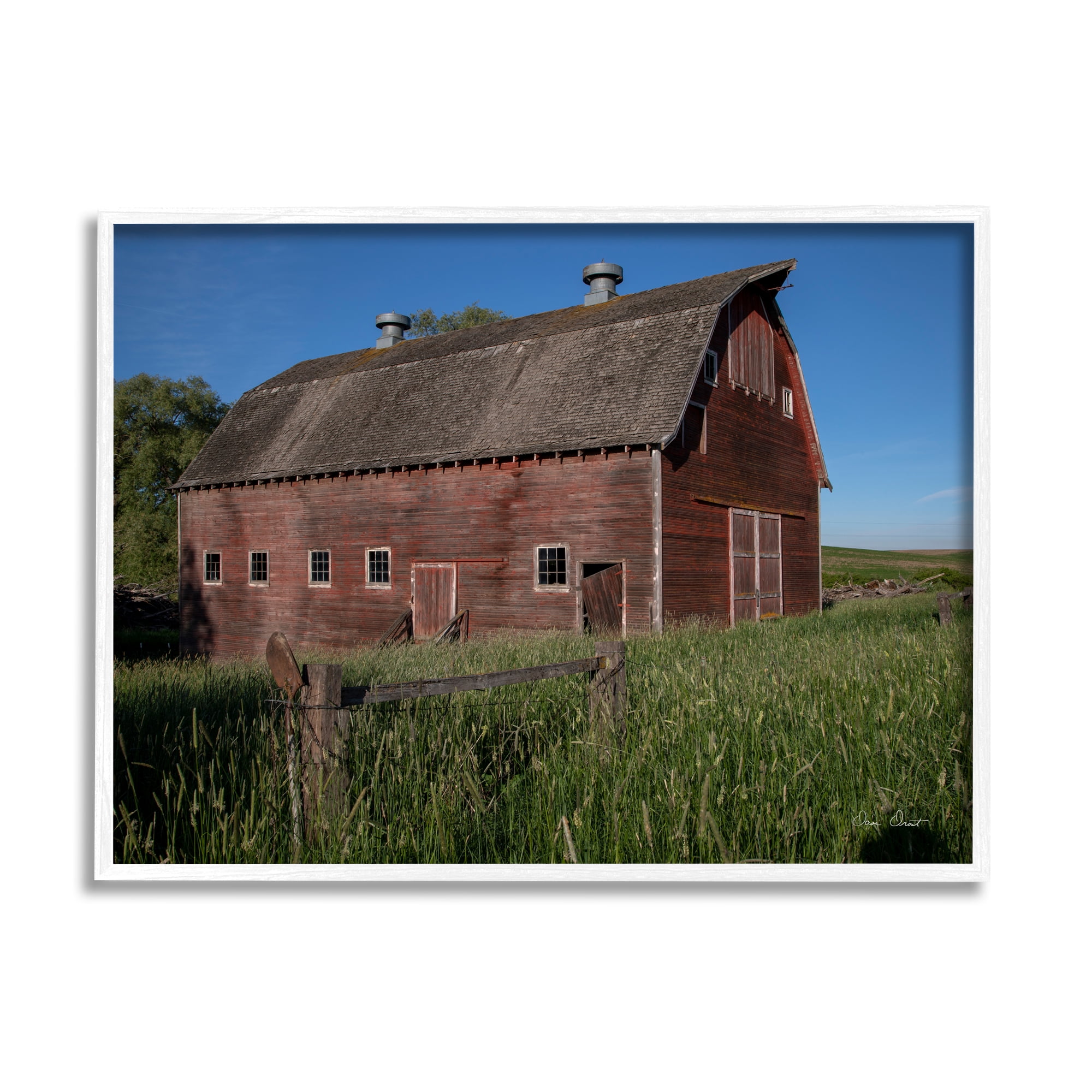 Stupell Industries Rural Barn Photography Nature Photography White Framed Art Print Wall Art, 30 x 24