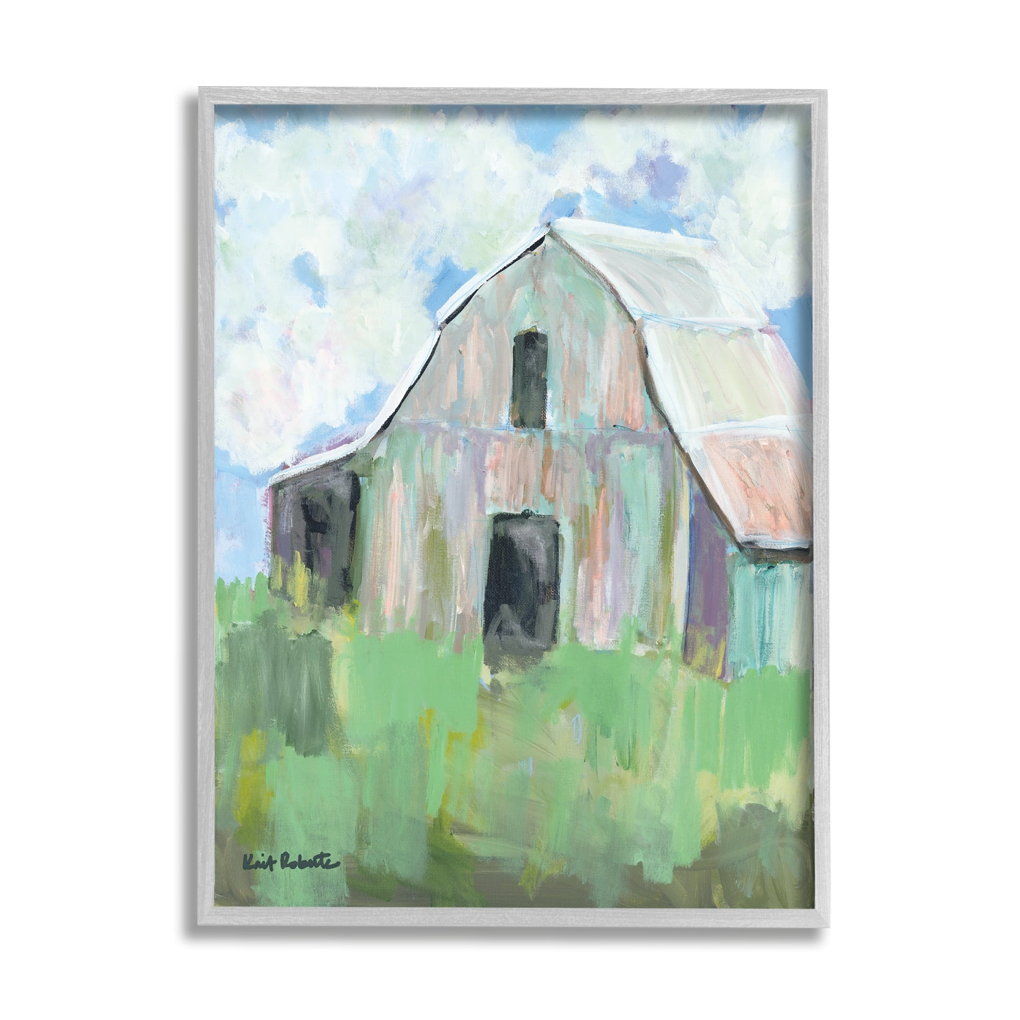 Stupell Industries Rural Barn Tall Grass Countryside Impressionistic Painting,24 x 30, Design by Kait Roberts