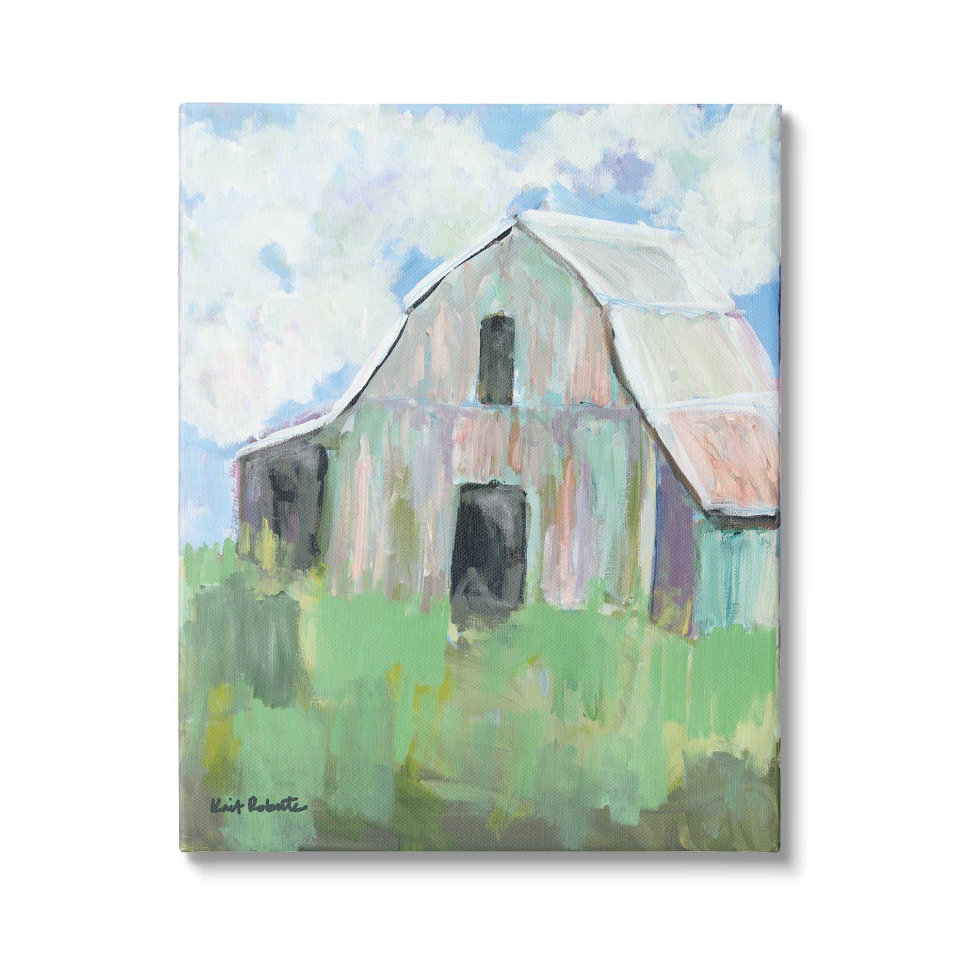 Stupell Industries Rural Barn Tall Grass Countryside Impressionistic Painting,30 x 40, Design by Kait Roberts
