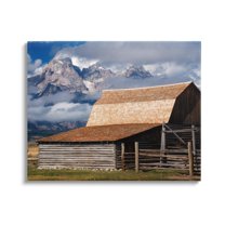 Stupell Industries Rural Cabin Foggy Mountain Peaks Landscape Photography Gallery Wrapped Canvas Print Wall Art