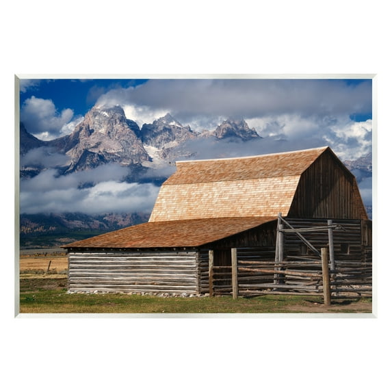 Stupell Industries Rural Cabin Foggy Mountain Peaks Landscape Photography Unframed Art Print Wall Art