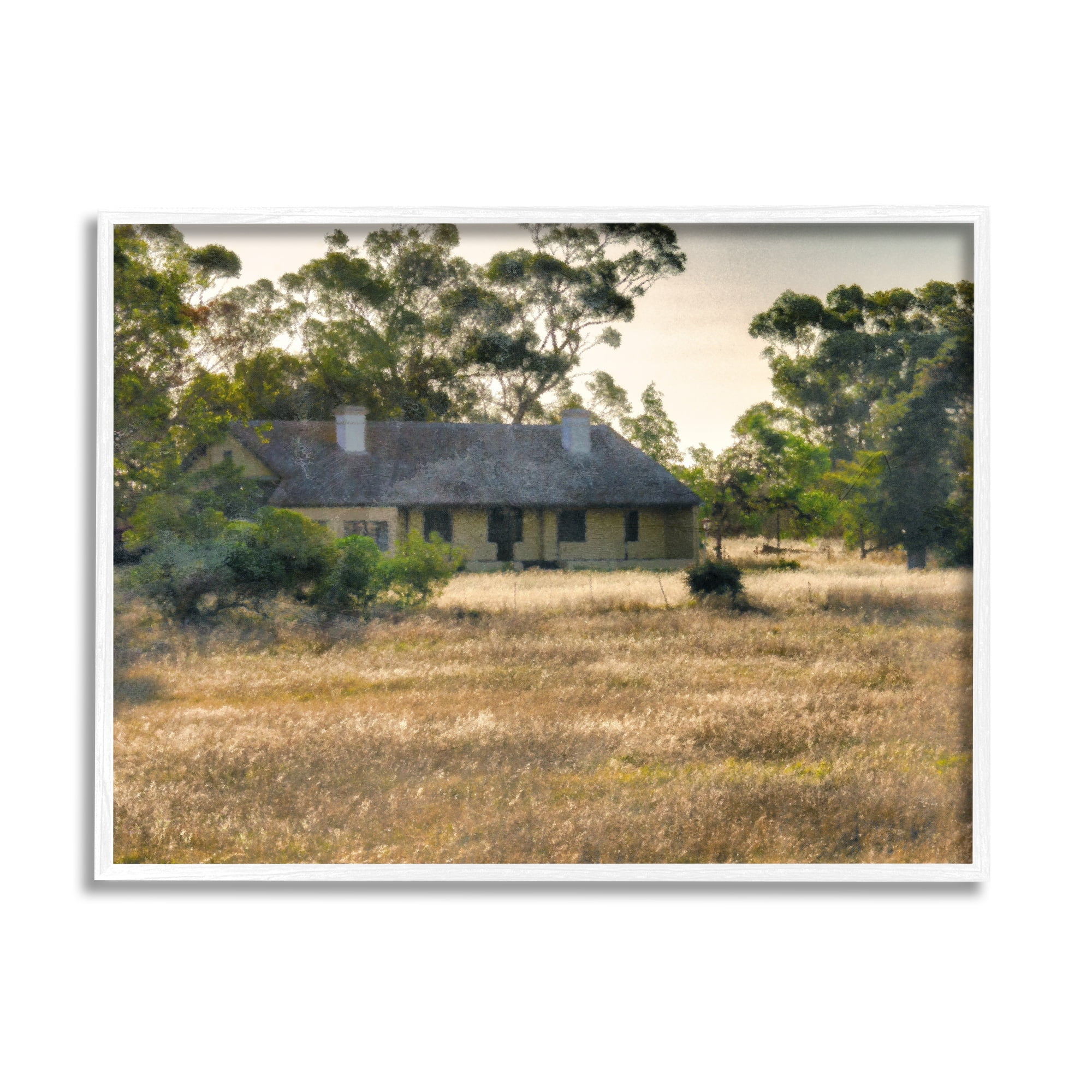 Stupell Industries Rural Cabin Grassy Landscape Landscape Photography White Framed Art Print Wall Art