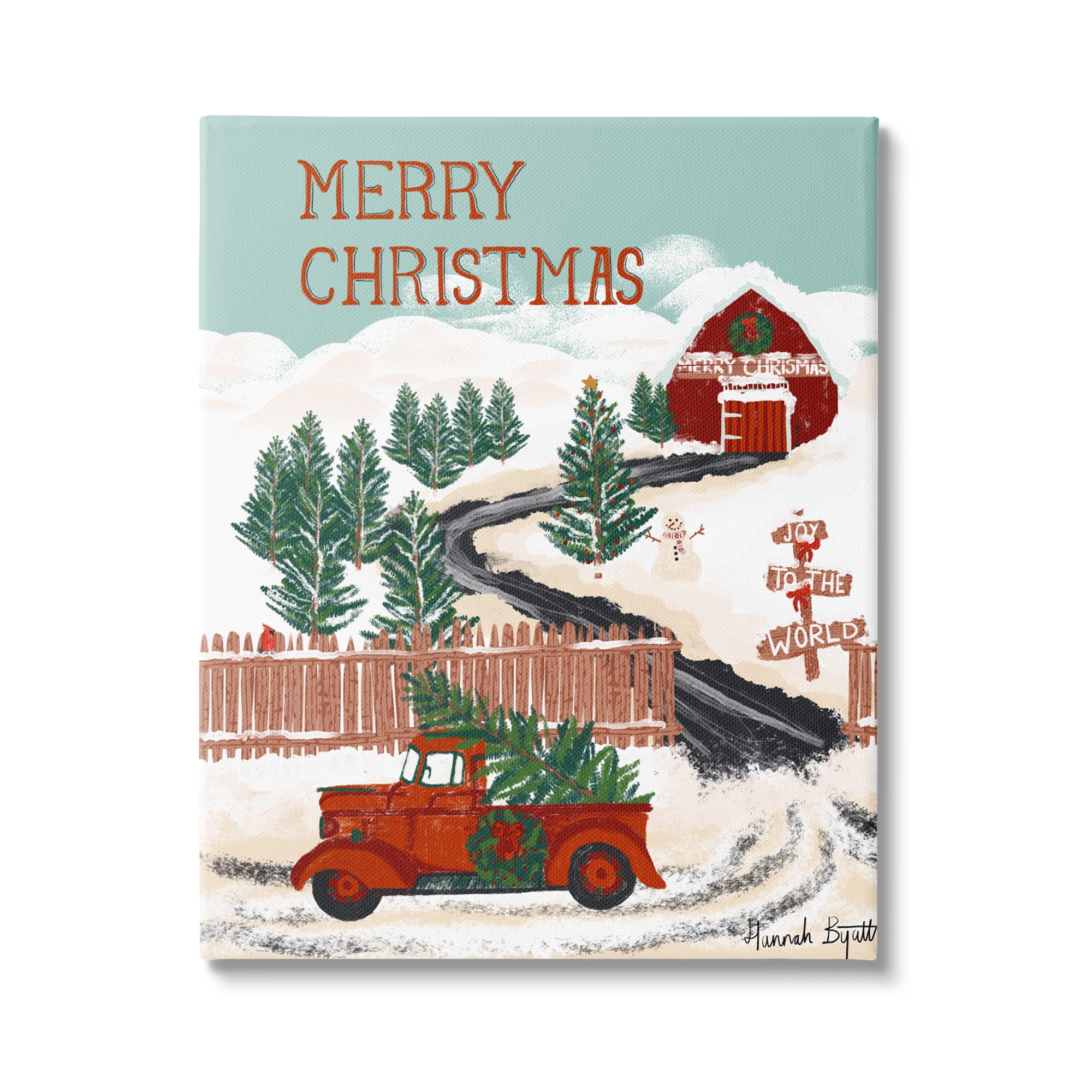 Stupell Industries Rural Christmas Scenery Holiday Painting Gallery Wrapped Canvas Print Wall Art, 30 x 40