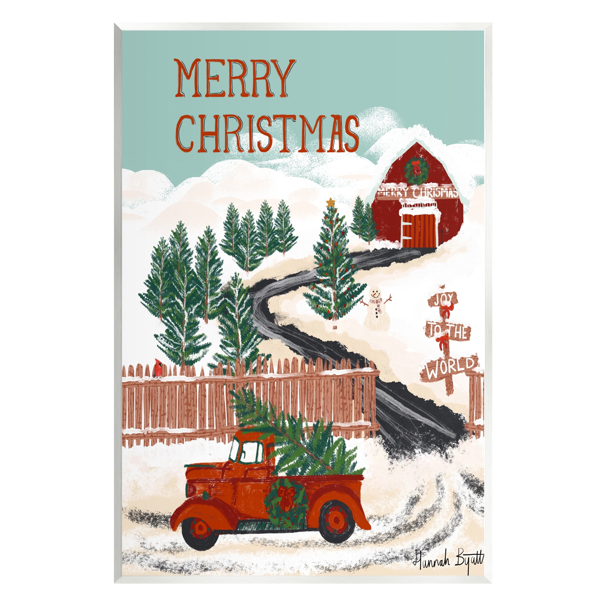 Stupell Industries Rural Christmas Scenery Holiday Painting Unframed Art Print Wall Art, 13 x 19