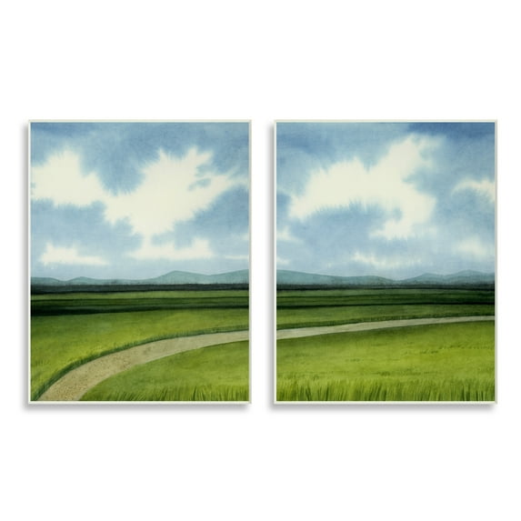 Stupell Industries Rural Cloudy Countryside Green Fields Design, 13 x 19, Design by Grace Popp