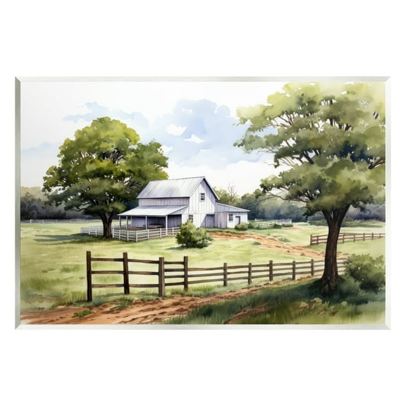 Stupell Industries Rural Cottage Painting Landscape Painting Unframed Art Print Wall Art, 15 x 10