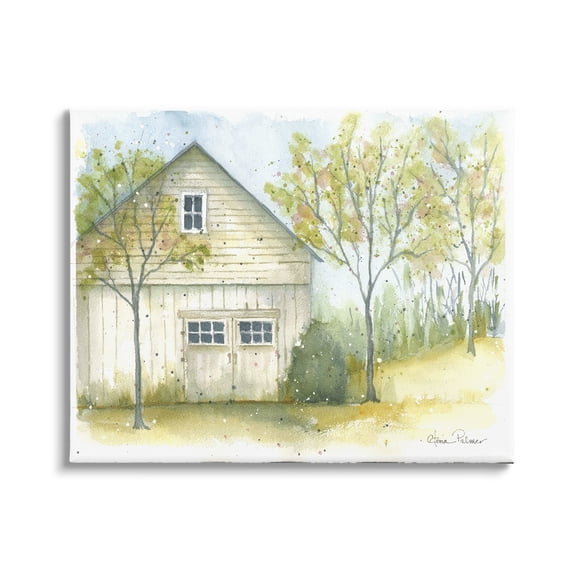 Stupell Industries Rural Cottage Watercolor Nature Painting Gallery Wrapped Canvas Print Wall Art, 20 x 16
