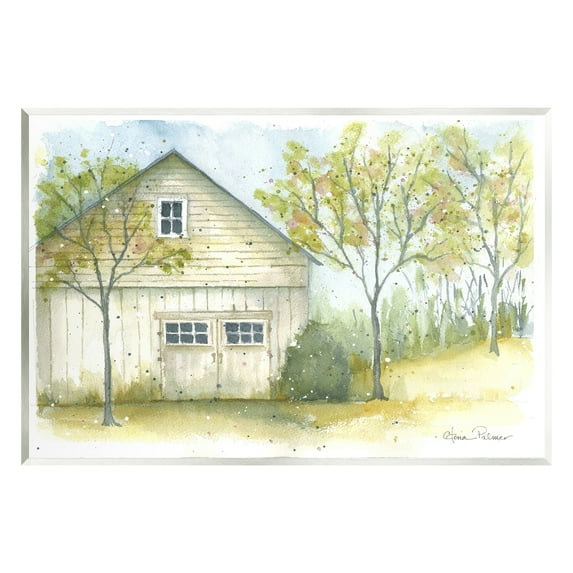 Stupell Industries Rural Cottage Watercolor Nature Painting Unframed Art Print Wall Art, 19 x 13