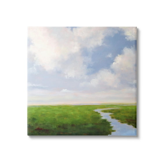 Stupell Industries Rural Country Grassland Stream Painting Gallery Wrapped Canvas Print Wall Art, Design by Catherine Andersen
