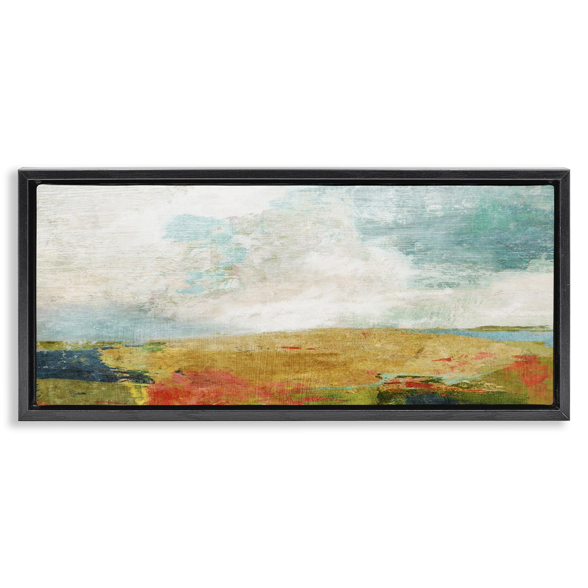 Stupell Industries Rural Country Hills Impression Abstract Painting Black Floater Framed Canvas Art Print Wall Art, 25 x 11