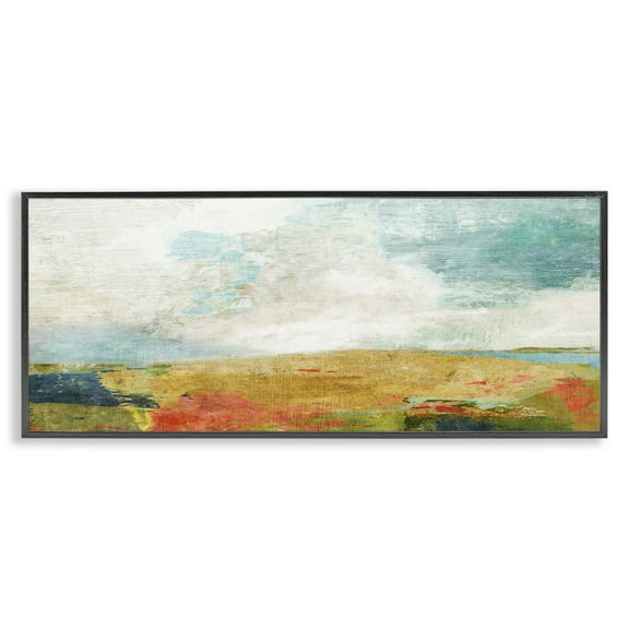 Stupell Industries Rural Country Hills Impression Abstract Painting Black Framed Art Print Wall Art, 24 x 10