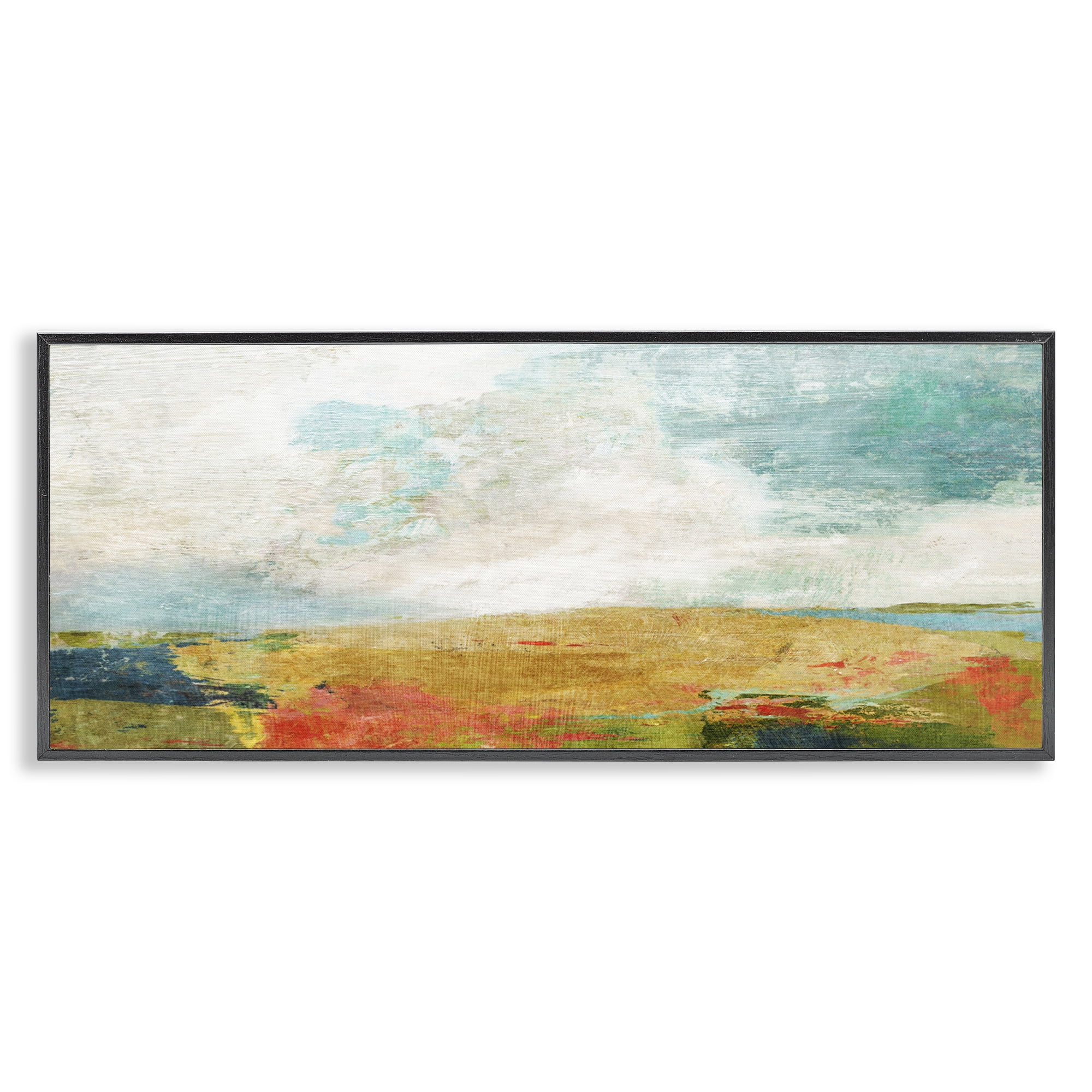 Stupell Industries Rural Country Hills Impression Abstract Painting Black Framed Art Print Wall Art, 30 x 13