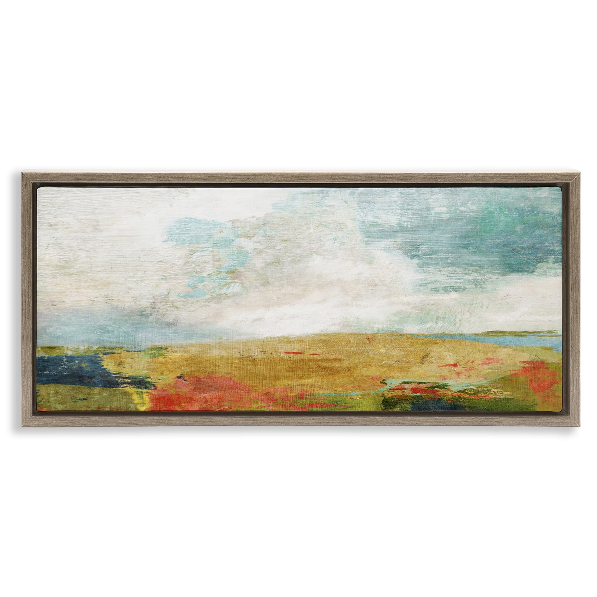 Stupell Industries Rural Country Hills Impression Abstract Painting Brown Floater Framed Canvas Art Print Wall Art, 25 x 11