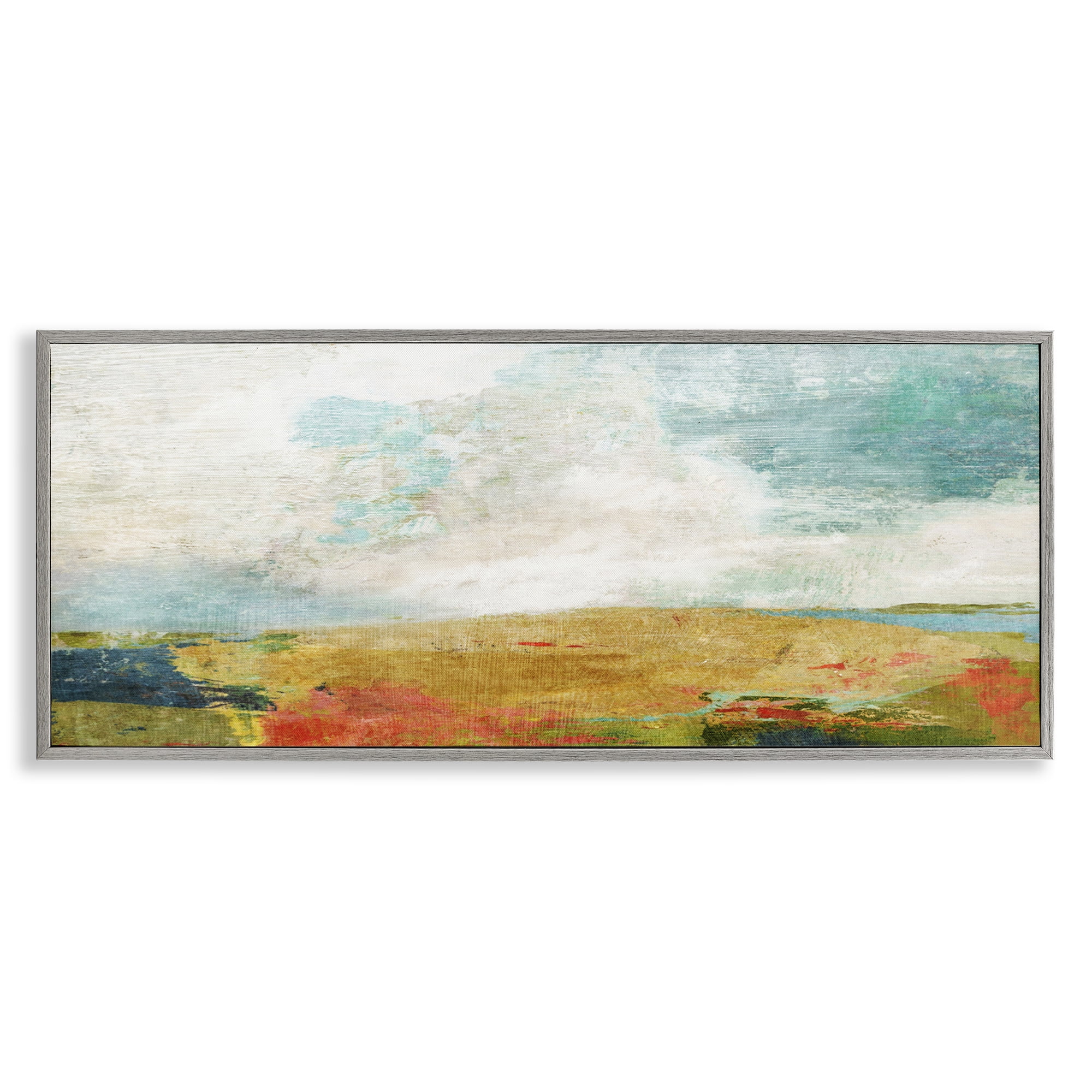 Stupell Industries Rural Country Hills Impression Abstract Painting Gray Framed Art Print Wall Art, 24 x 10