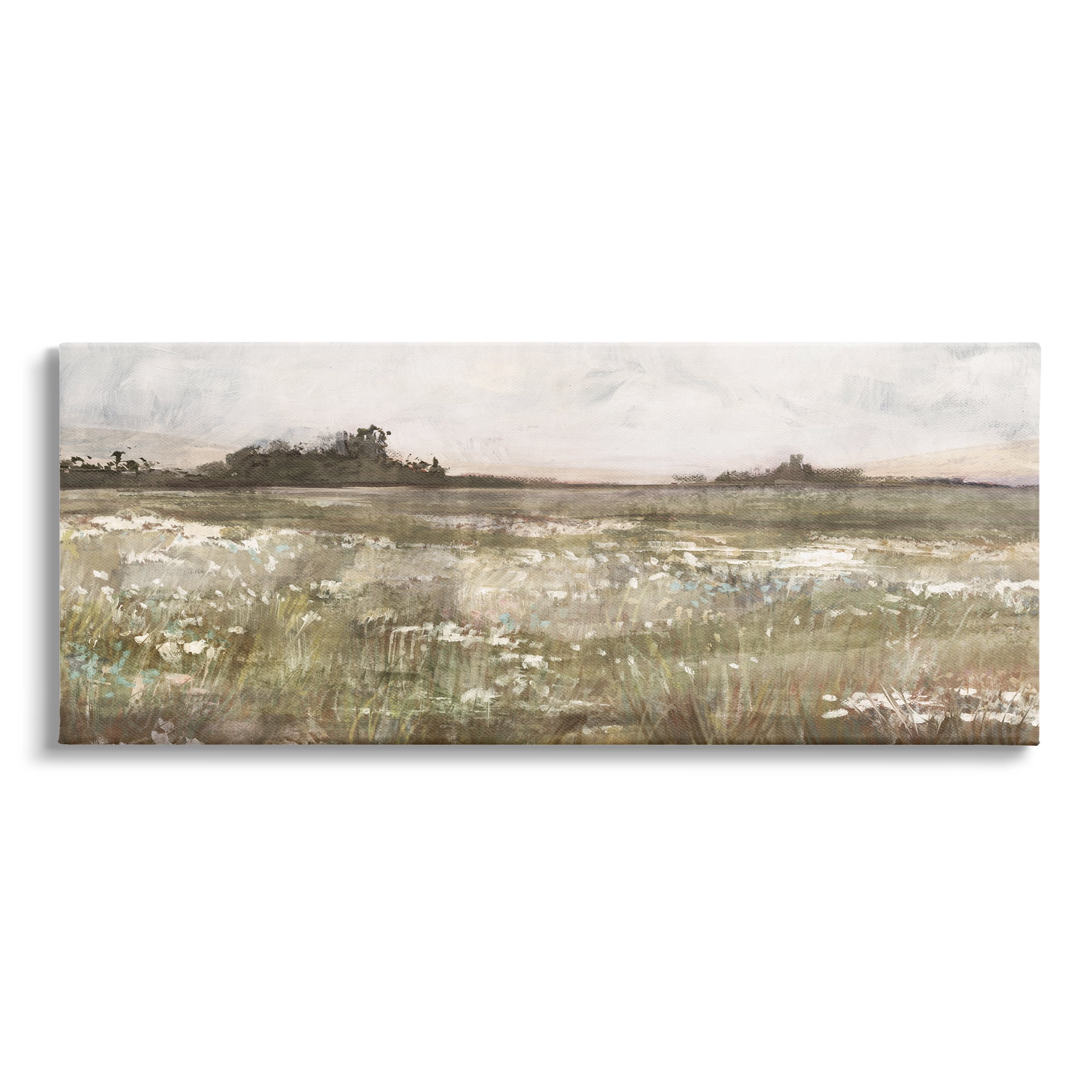 Stupell Industries Rural Country Meadow Nature Painting Gallery Wrapped Canvas Print Wall Art, 30 x 13