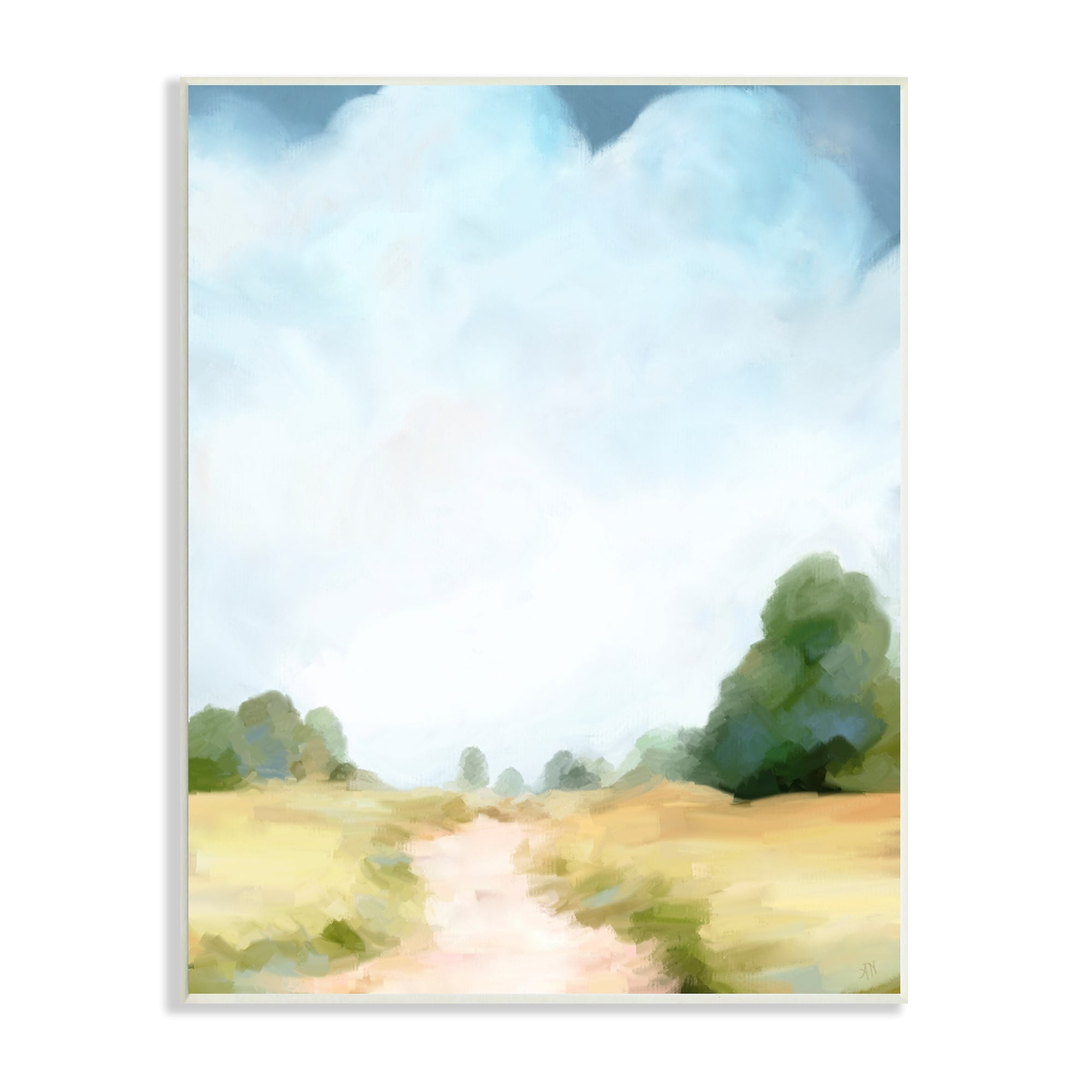 Stupell Industries Rural Country Path Abstract Trees Puffy Clouds Painting Unframed Art Print Wall Art, Design by Amy Hall
