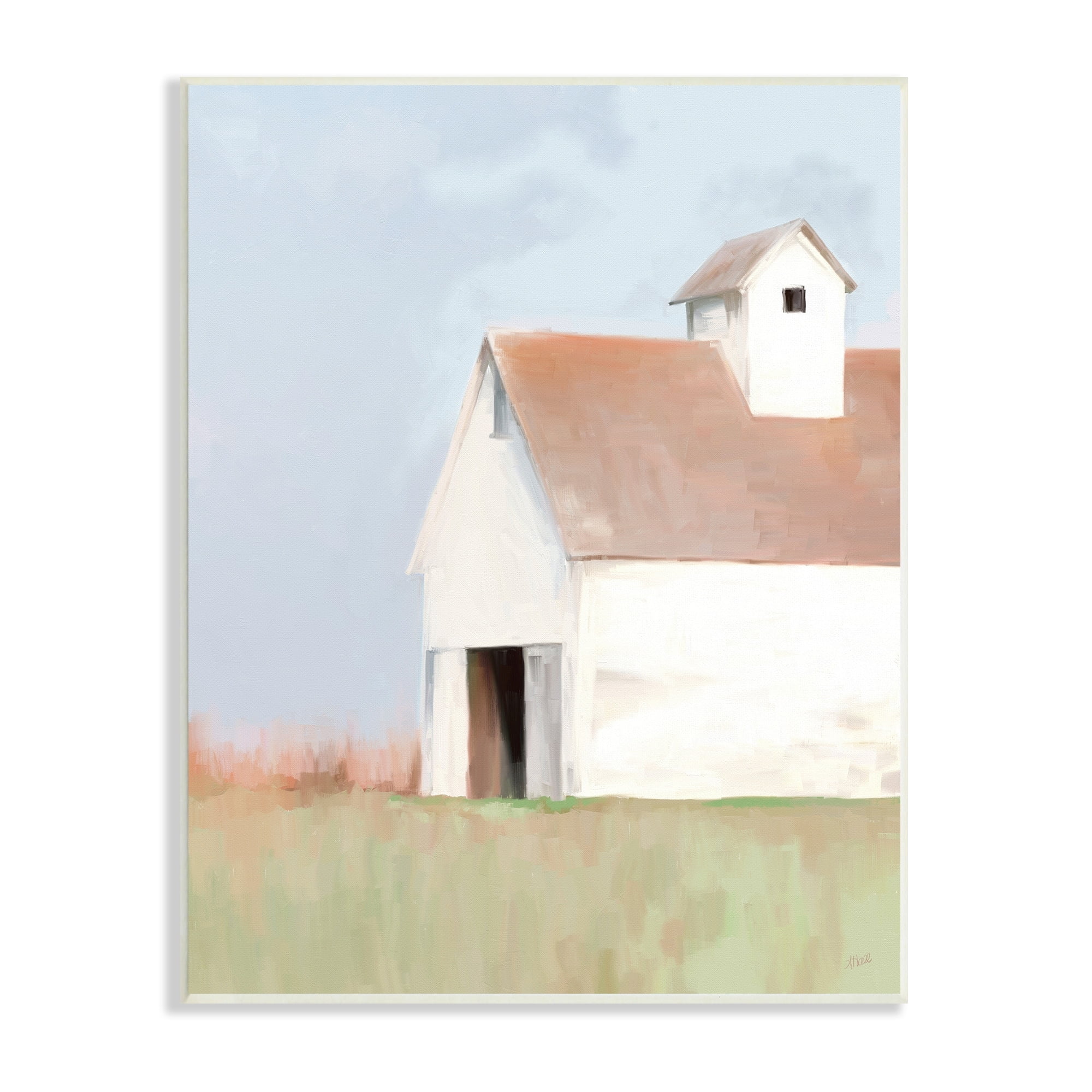 Stupell Industries Rural Countryside Field Casual White Barn House Painting Unframed Art Print Wall Art, Design by Amy Hall