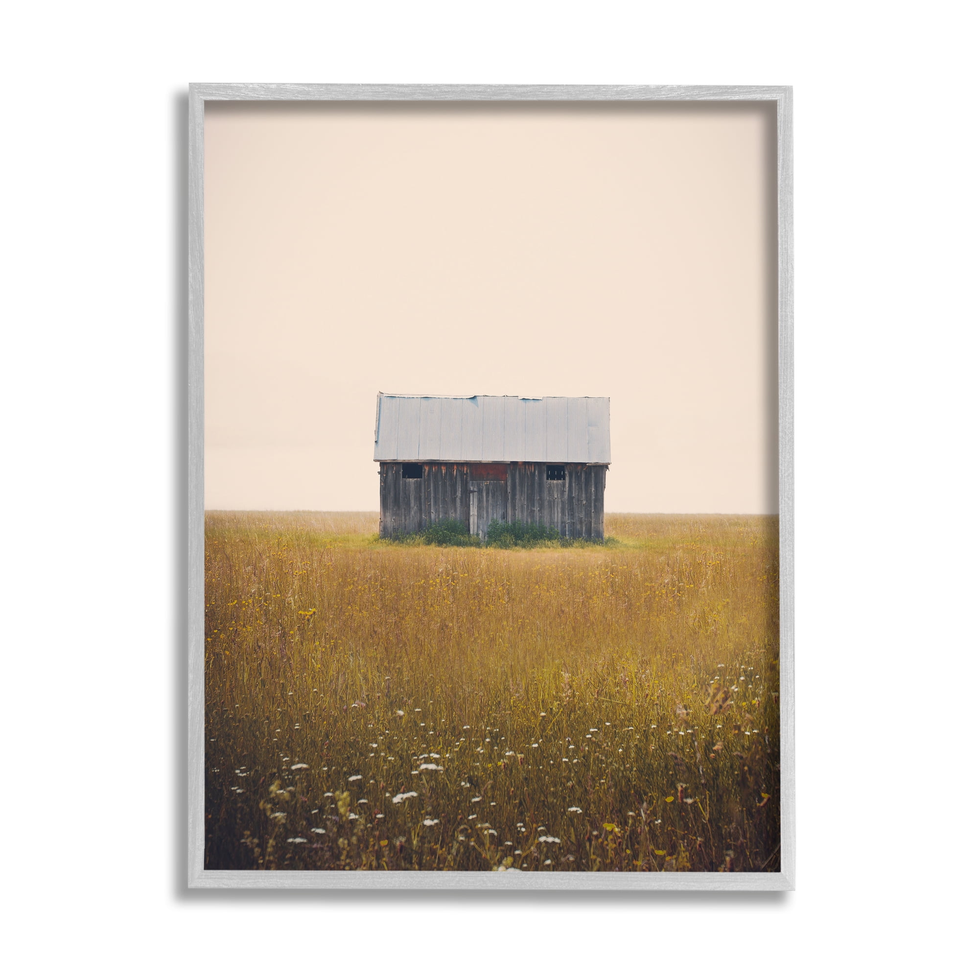 Stupell Industries Rural Countryside Shack Nature Photography Gray Framed Art Print Wall Art, 24 x 30