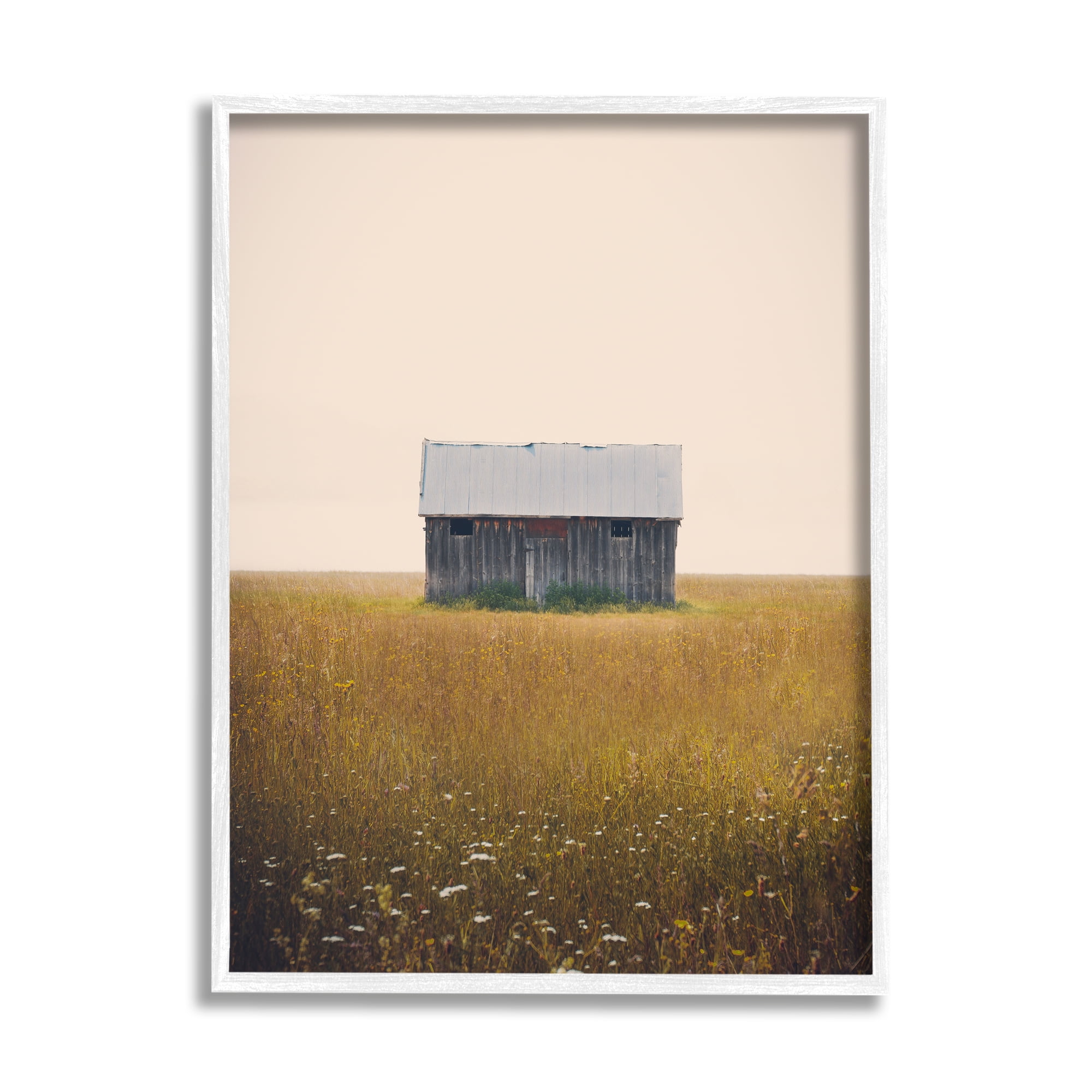 Stupell Industries Rural Countryside Shack Nature Photography White Framed Art Print Wall Art, 24 x 30