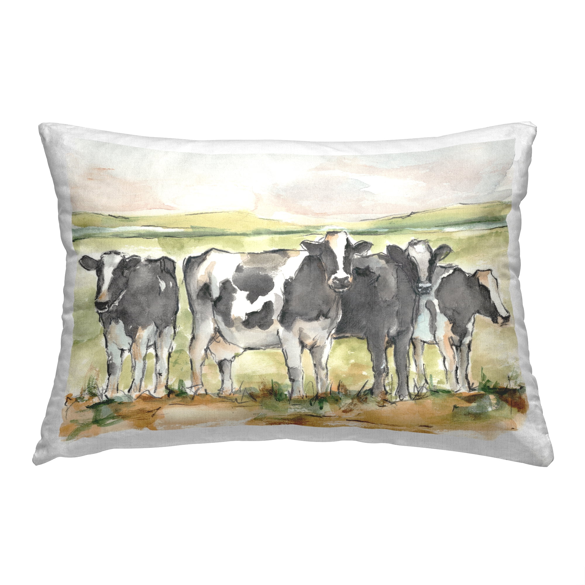 Stupell Industries Rural Cows Landscape Decorative Printed Throw Pillow, 14 x 20