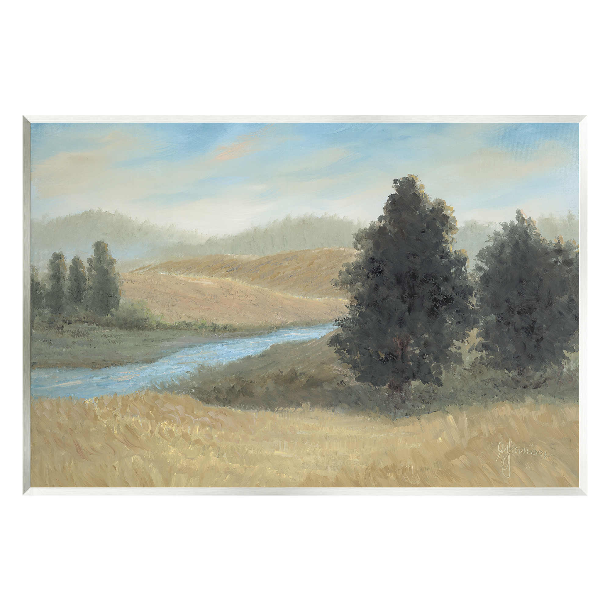 Stupell Industries Rural Creek Landscape Landscape Painting Unframed Art Print Wall Art, 19 x 13